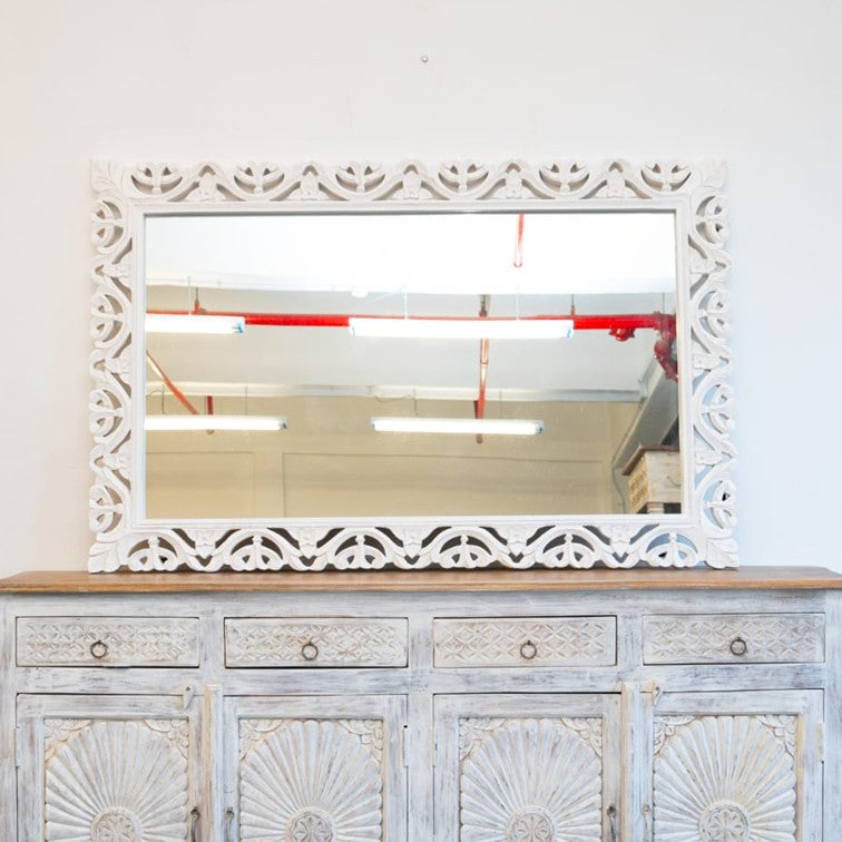 Blaire Hand Carved Wooden Mirror