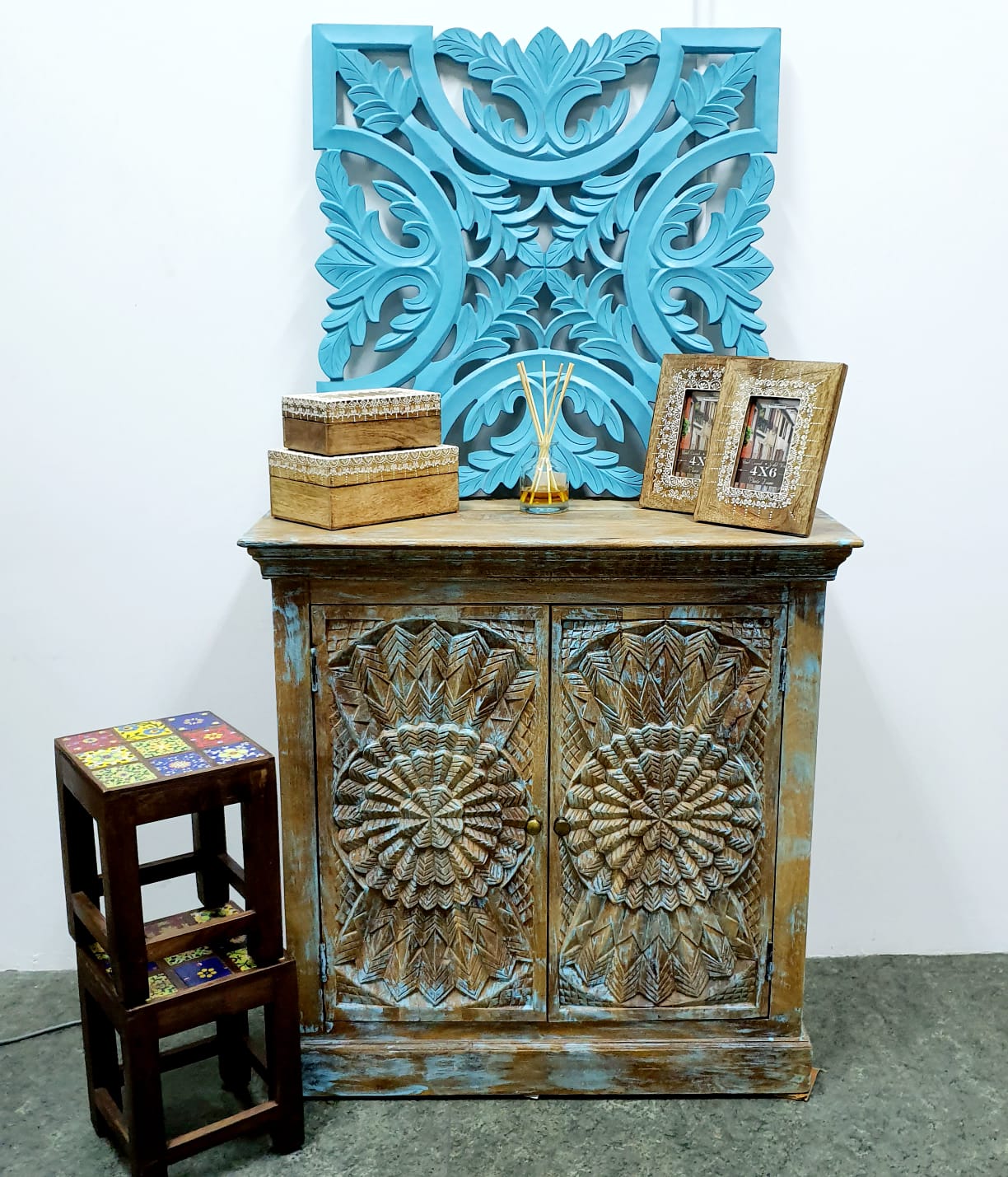 Anna Wooden Carved Cabinet