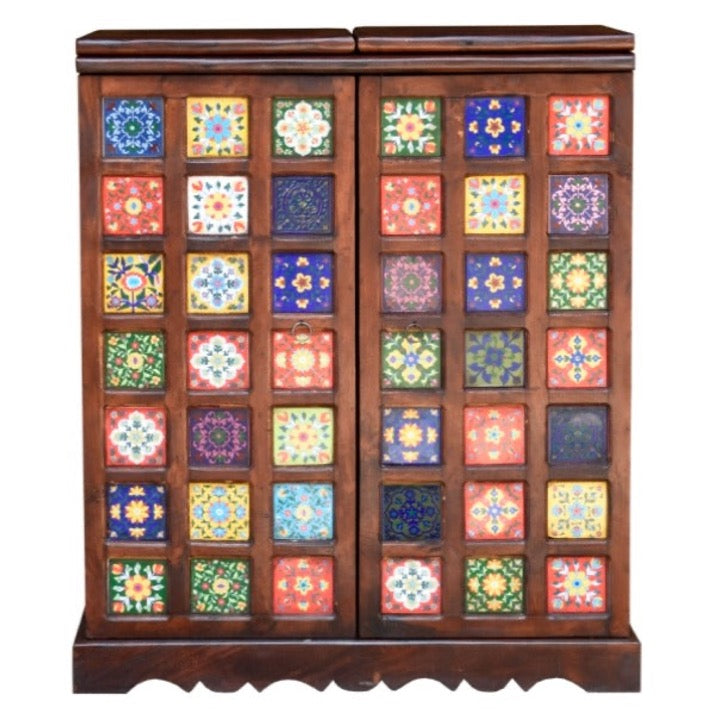 Troy_Solid Wood with Tile Bar Cabinet