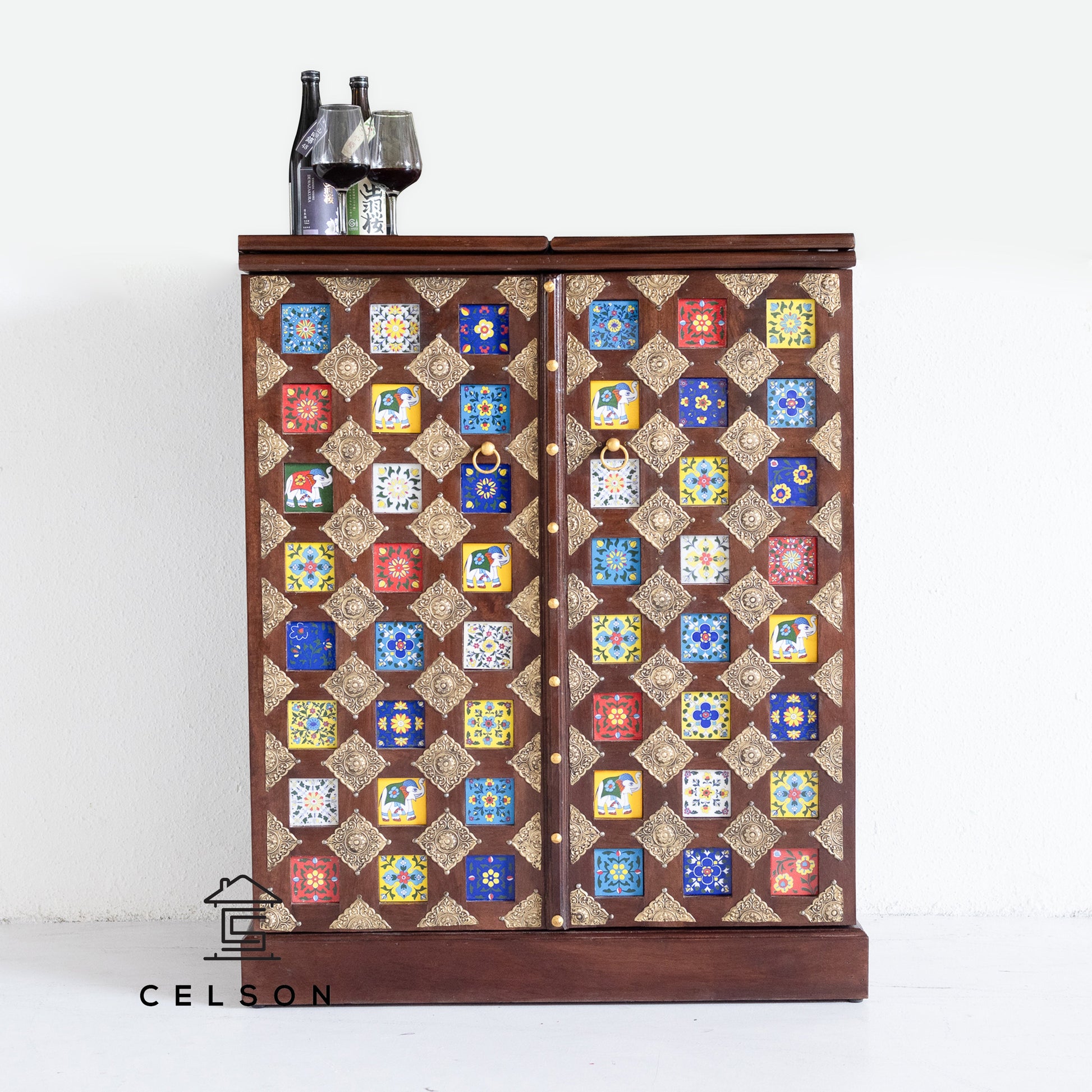Vivian Tile Bar Cabinet