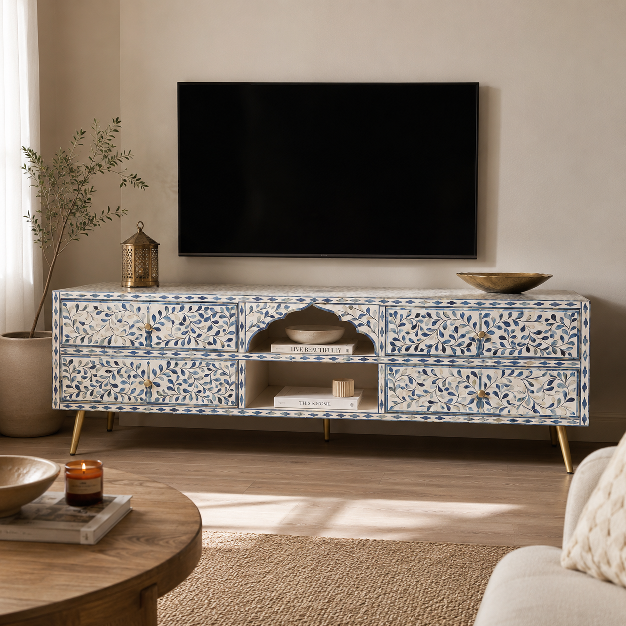 Clea Bone Inlay TV Console