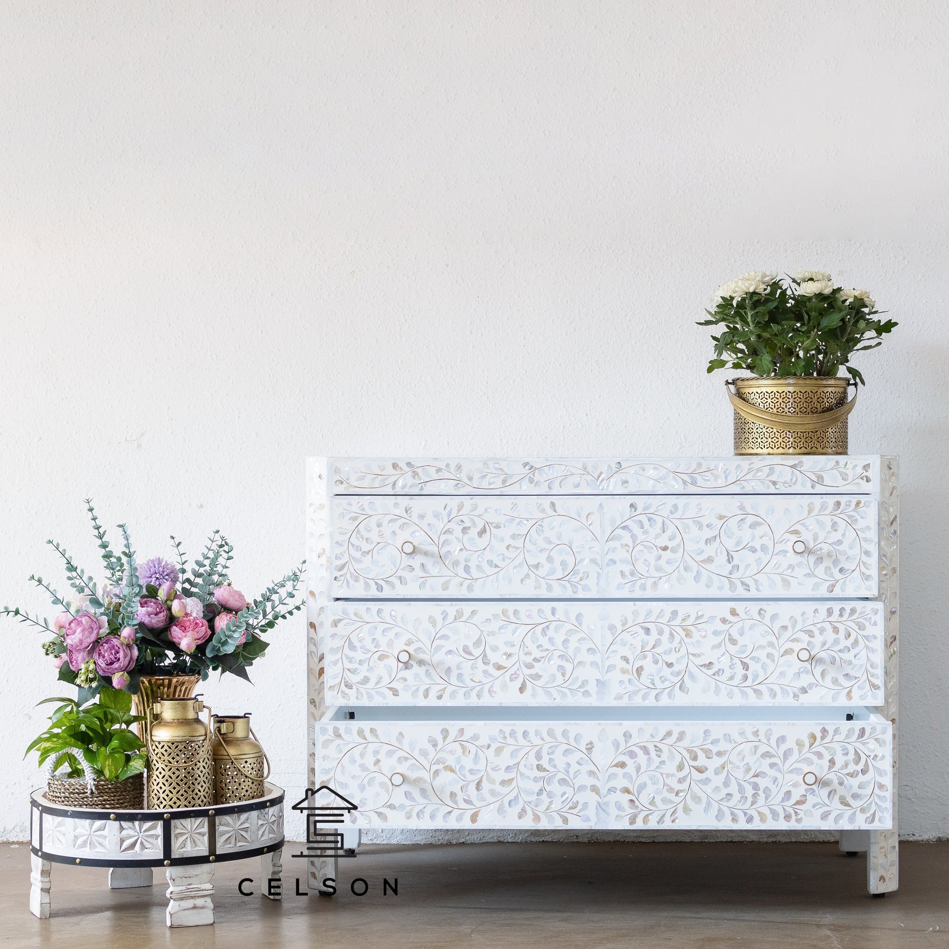 Beenu Mother of Pearl Inlay Chest of Drawer