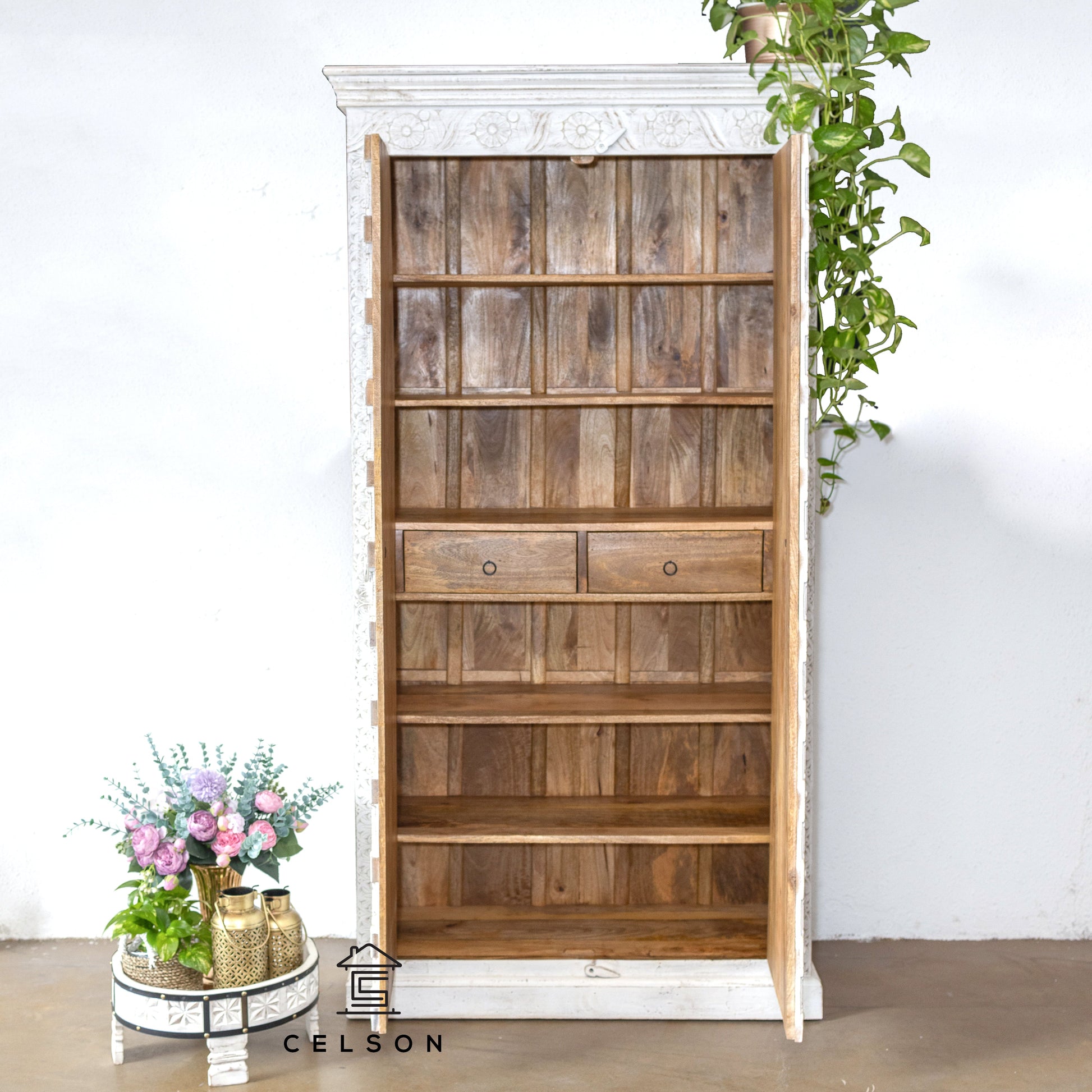 Alisha Hand Carved Almirah