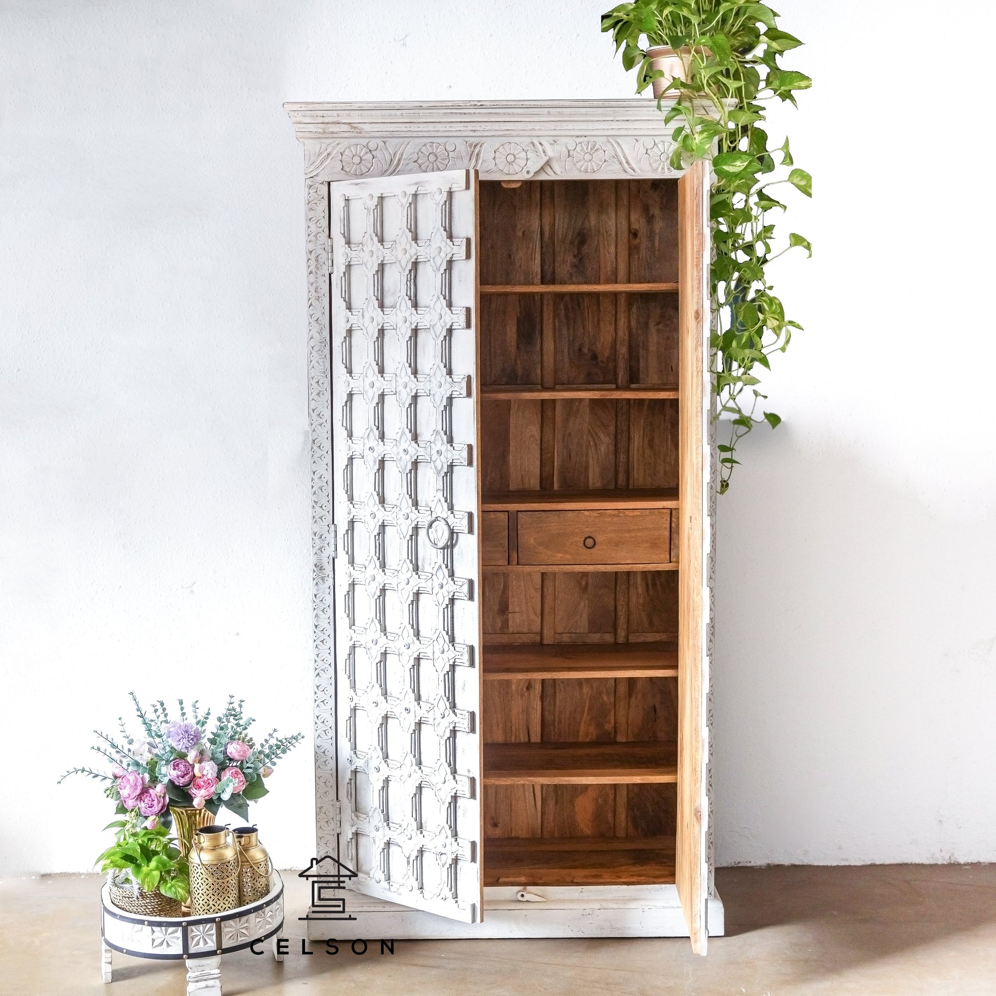 Alisha Hand Carved Almirah