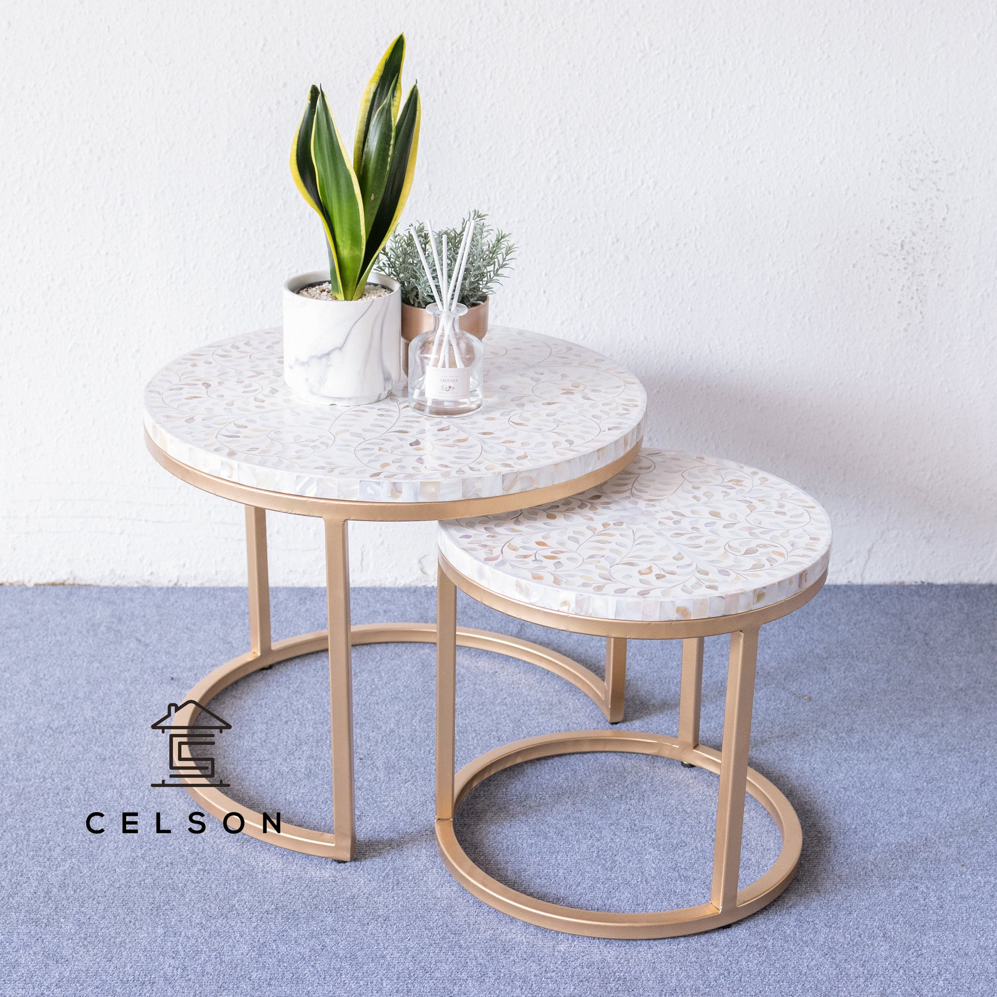 Tia Mother Of Pearl Inlay Nesting Coffee Table