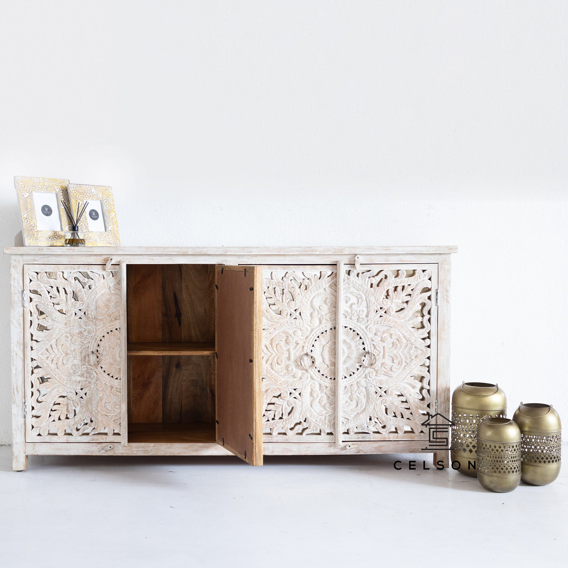 Alia Hand Carved Wooden Sideboard