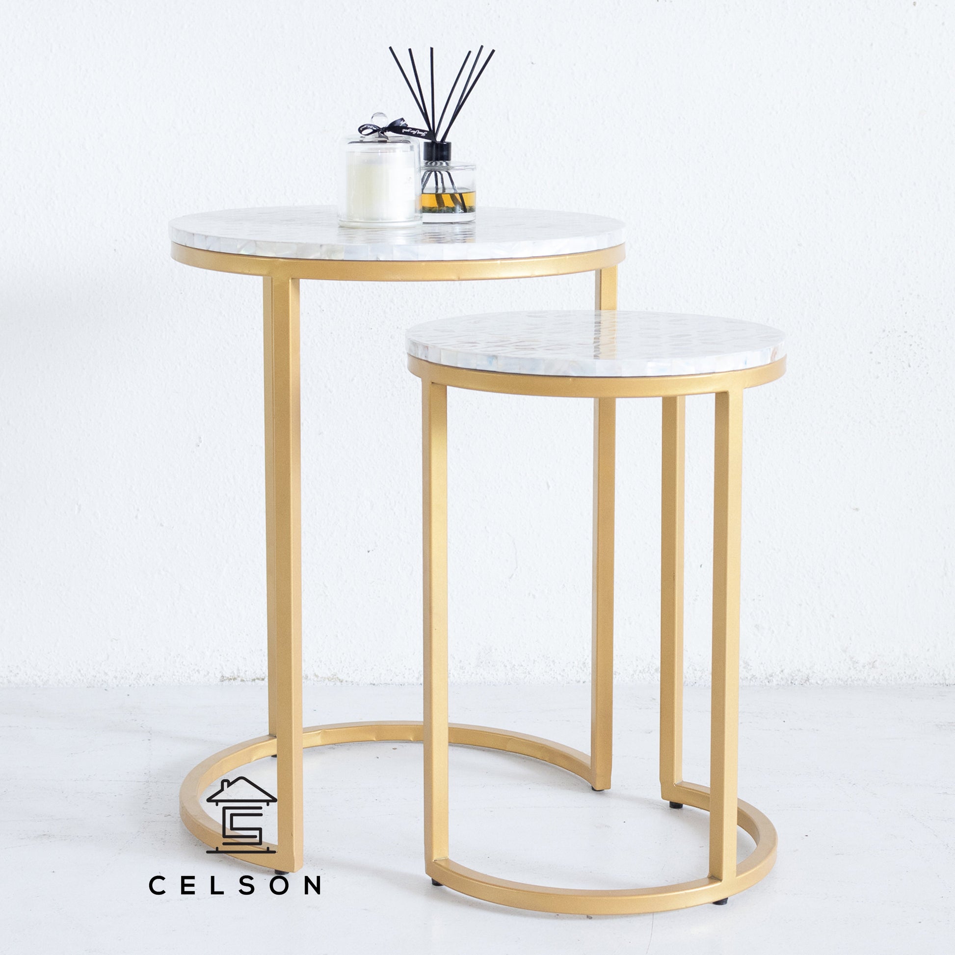 Omar Mother of Pearl Inlay Nesting Table Set