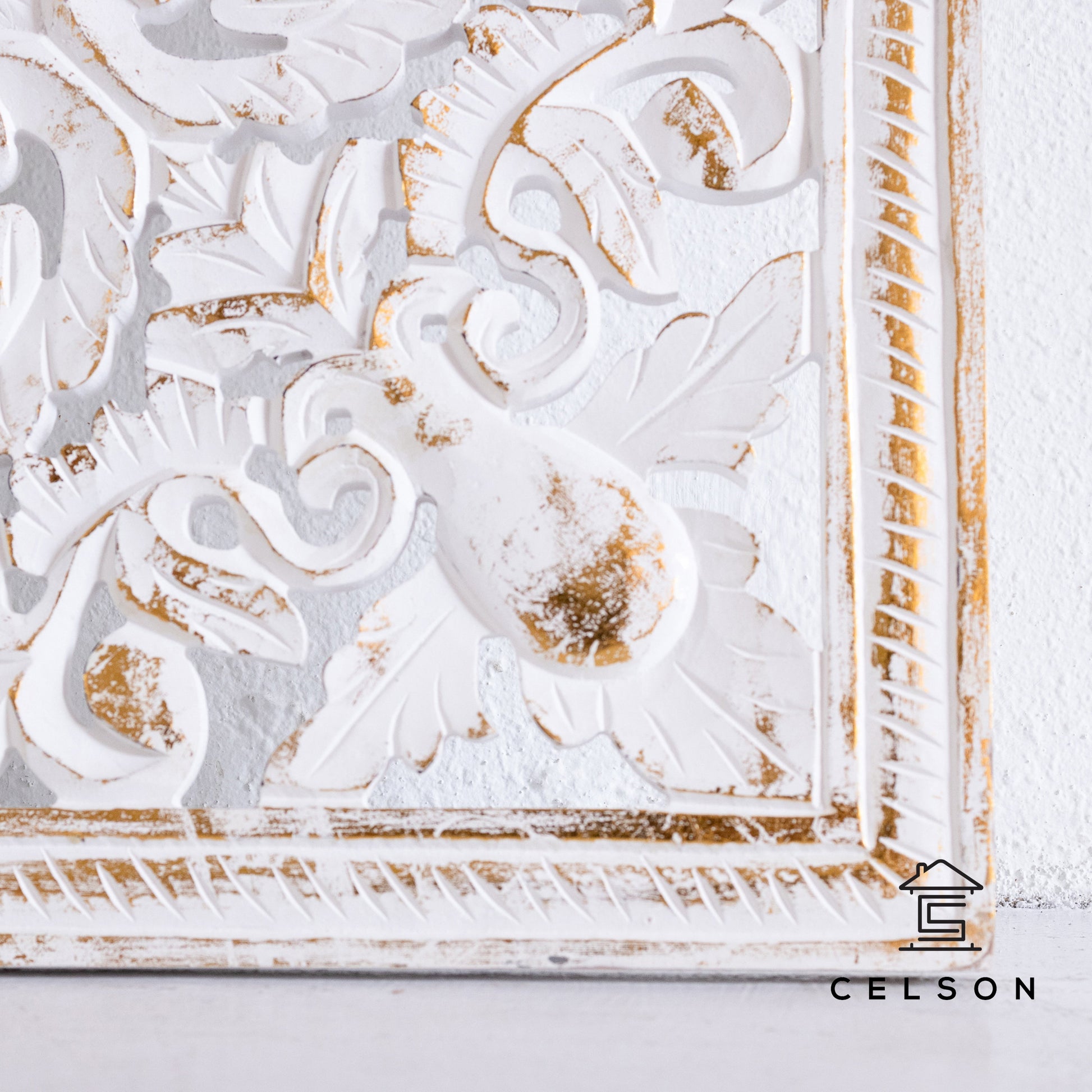 Fink Carved Wall Panel White Gold