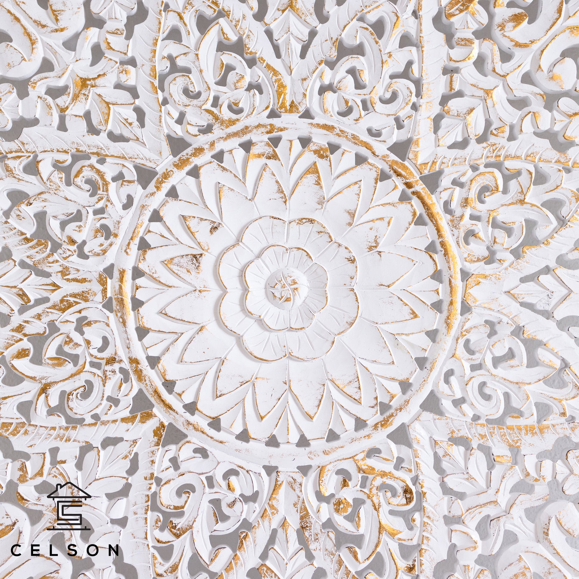 Fink Carved Wall Panel White Gold