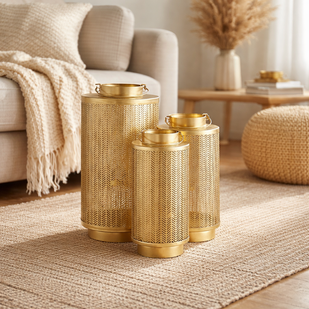 Amelia Gold Finish Lantern Set of 3