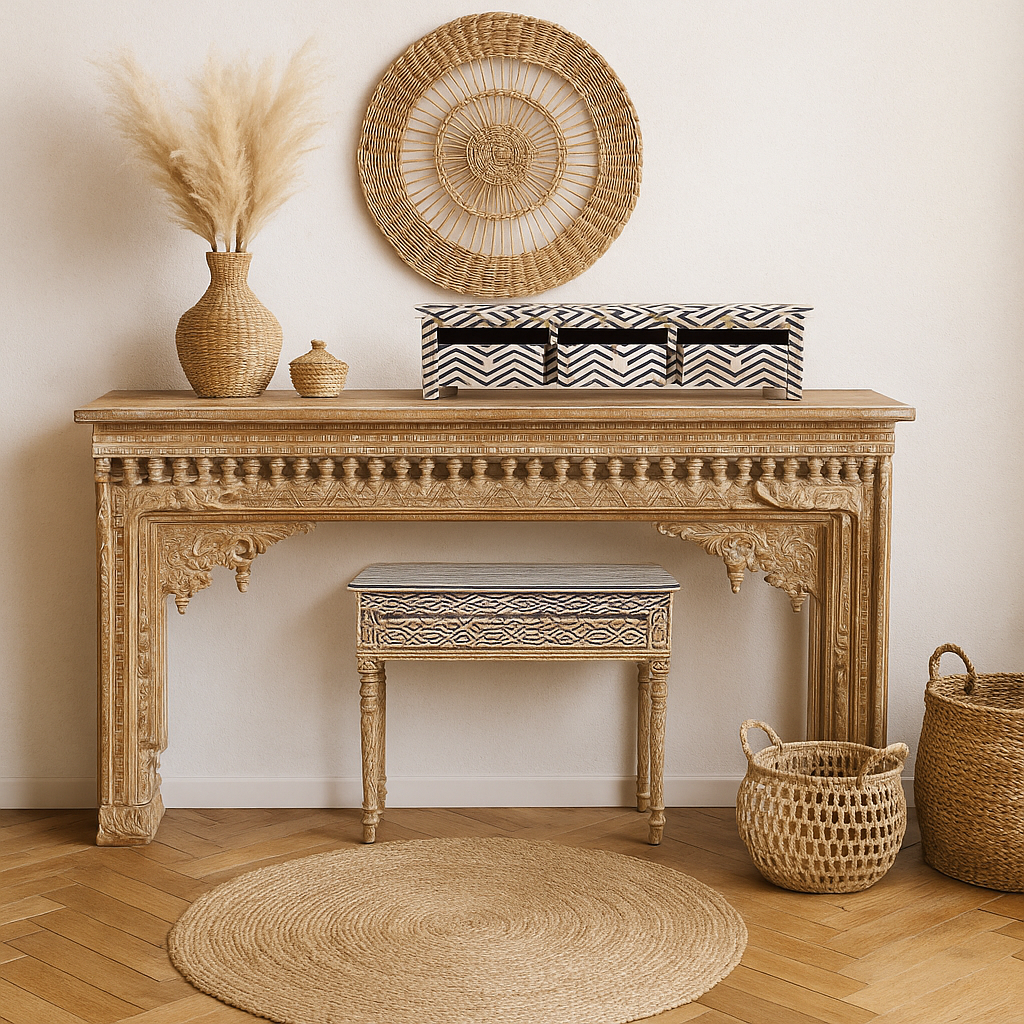 Jass Wooden Hand Carved Console Table