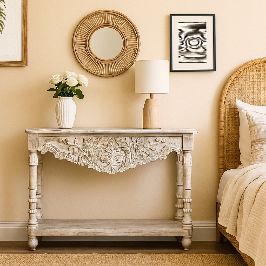 Briones Hand Carved Wooden Console Table