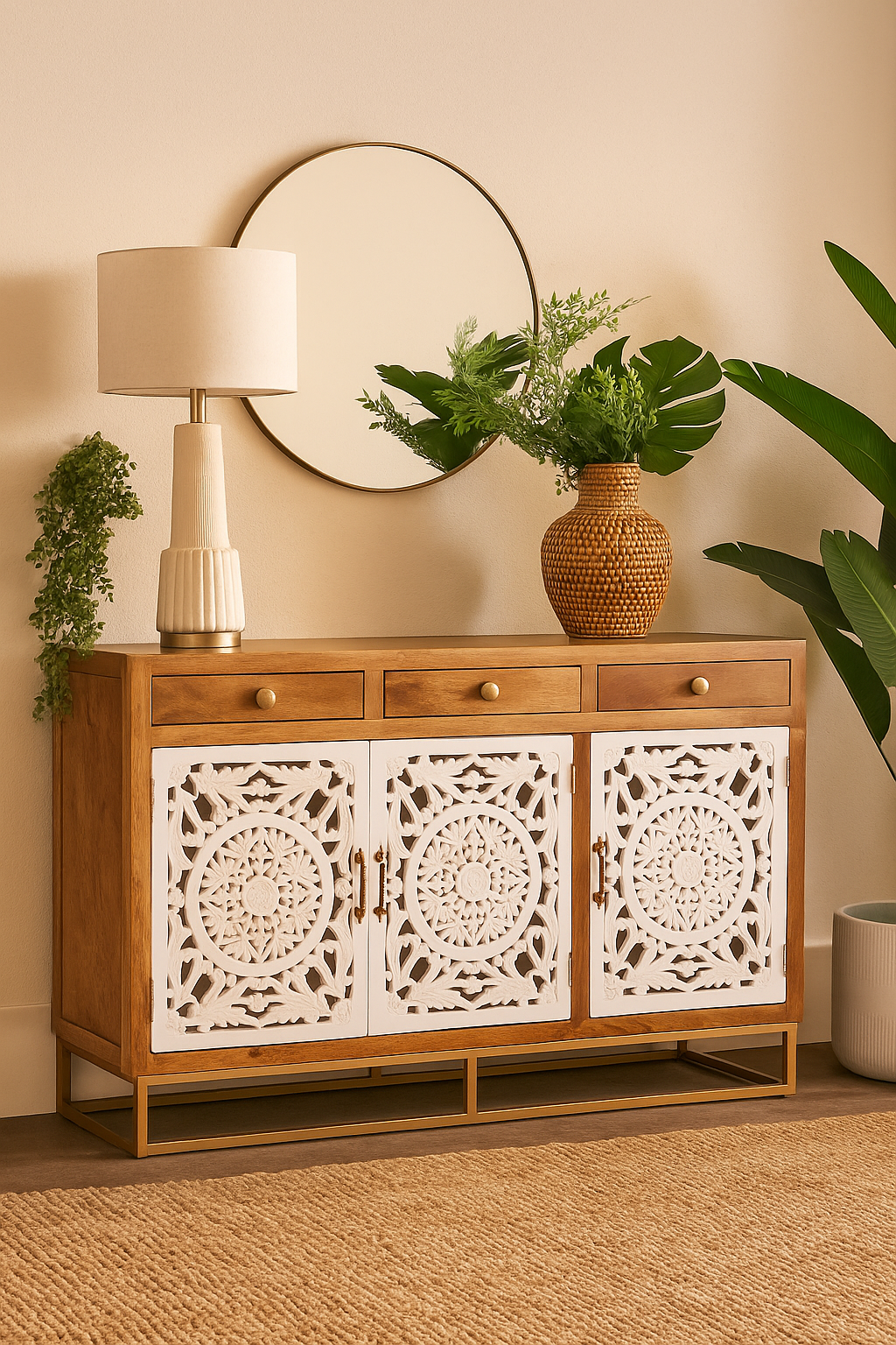 Joseph Carved Wooden Sideboard