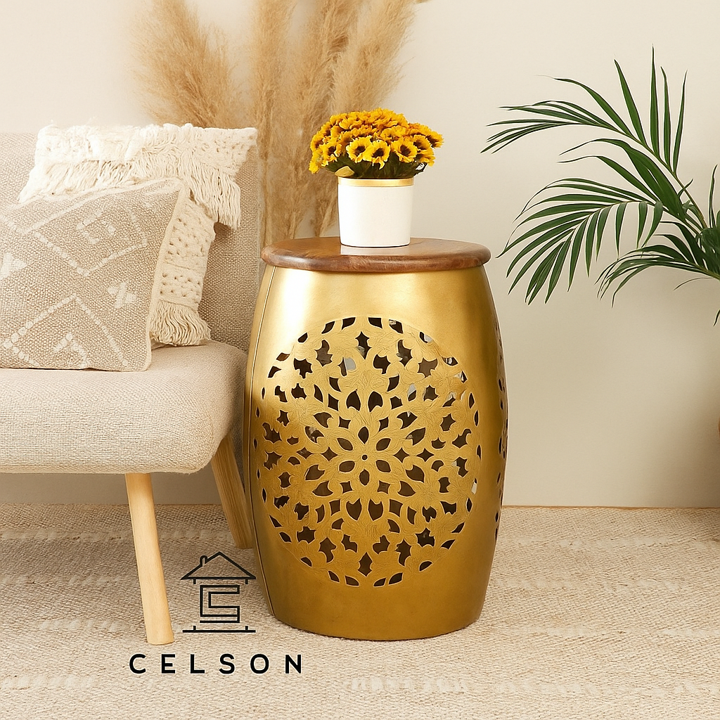 Chloe Brass Finish Side Table