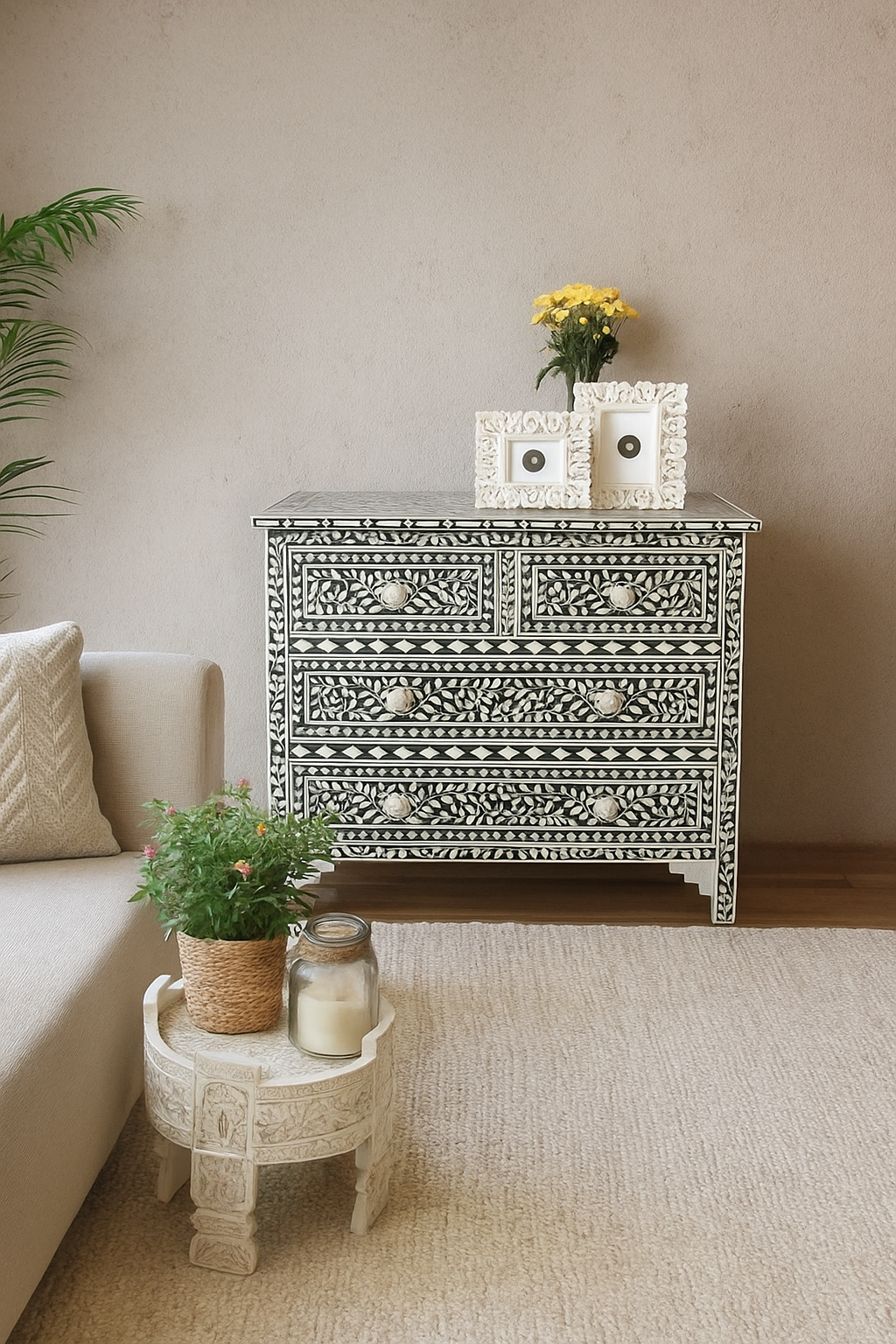 Eva Bone Inlay Chest of drawer