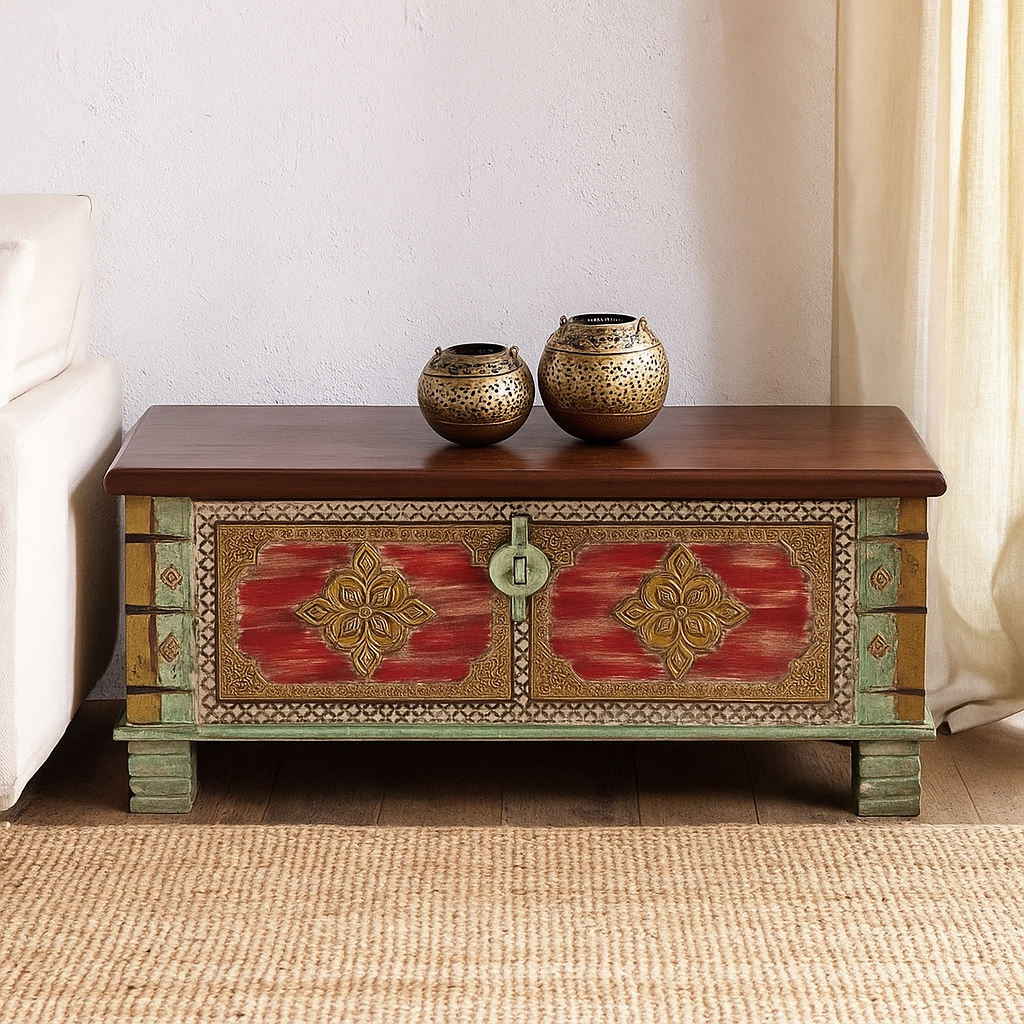 Kate Vintage Style Brass Fitted Wooden Trunk