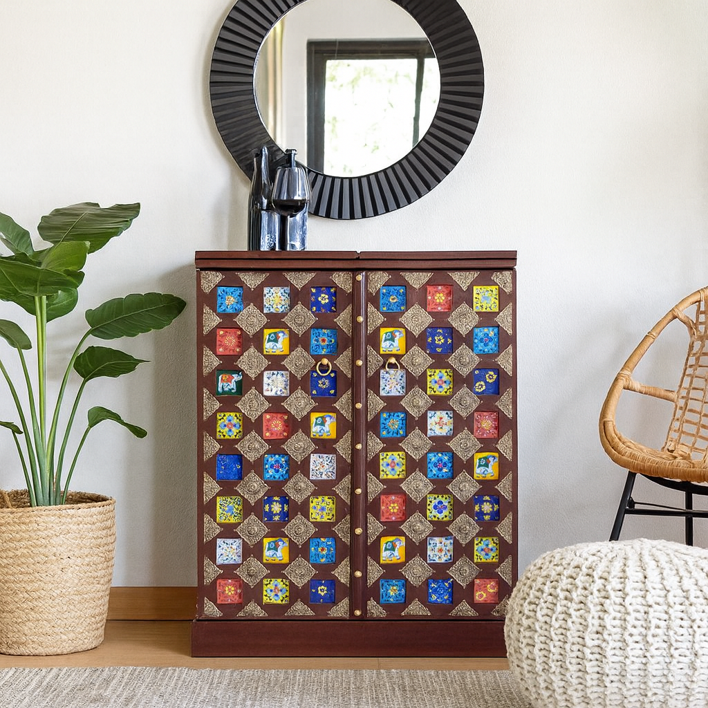 Vivian Tile Bar Cabinet