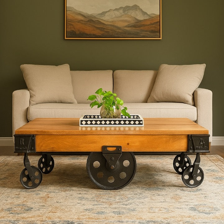 Silas Carved Wooden Coffee Table