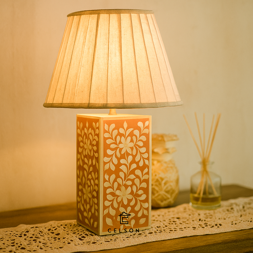 Jiva Bone Inlay lamp with Shade