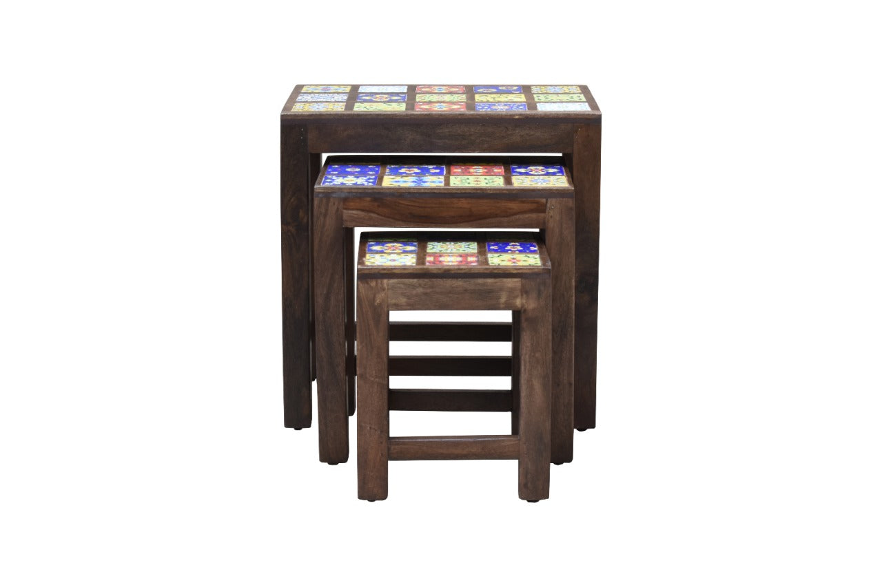 Freya Wooden Hand Painted Nesting Table