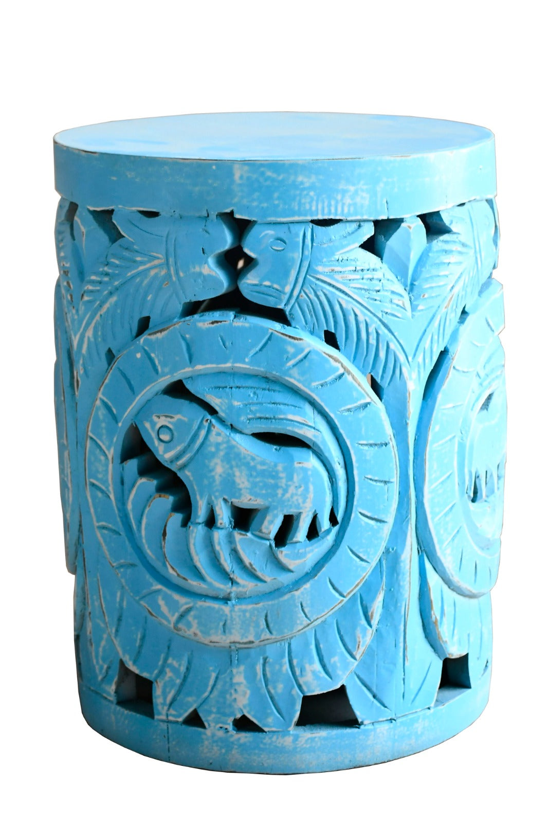 Palmer Hand Carved Wooden Stool