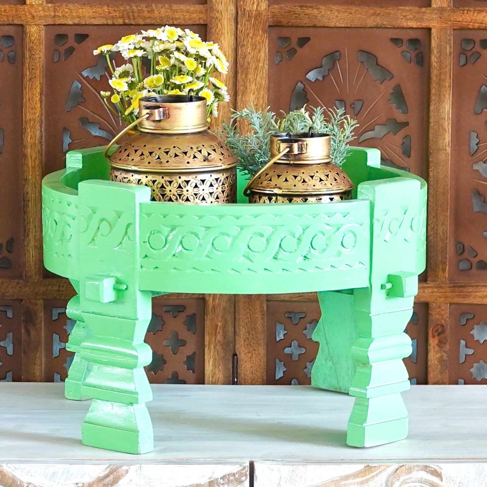Noora Carved Chakki Table