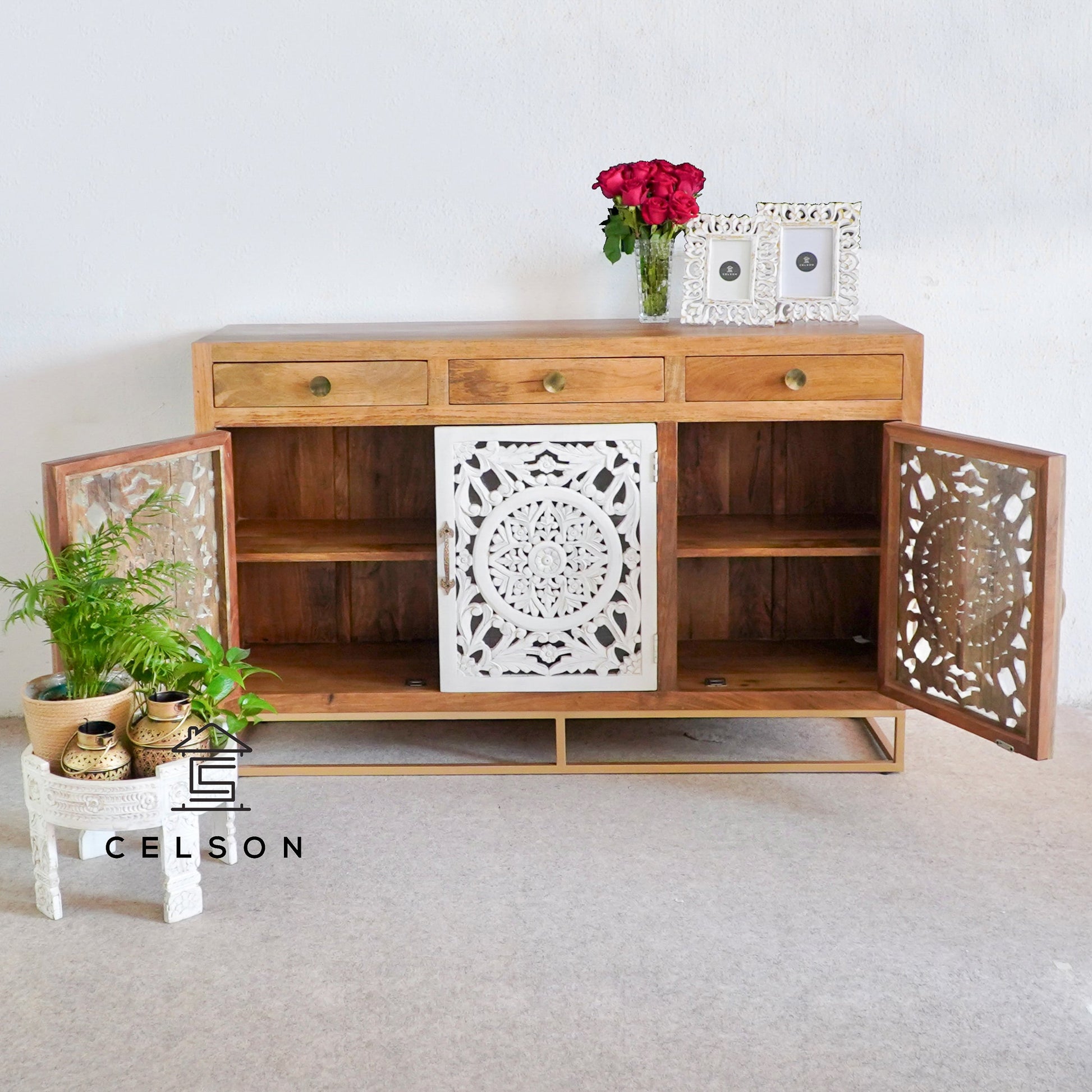 Joseph Carved Wooden Sideboard