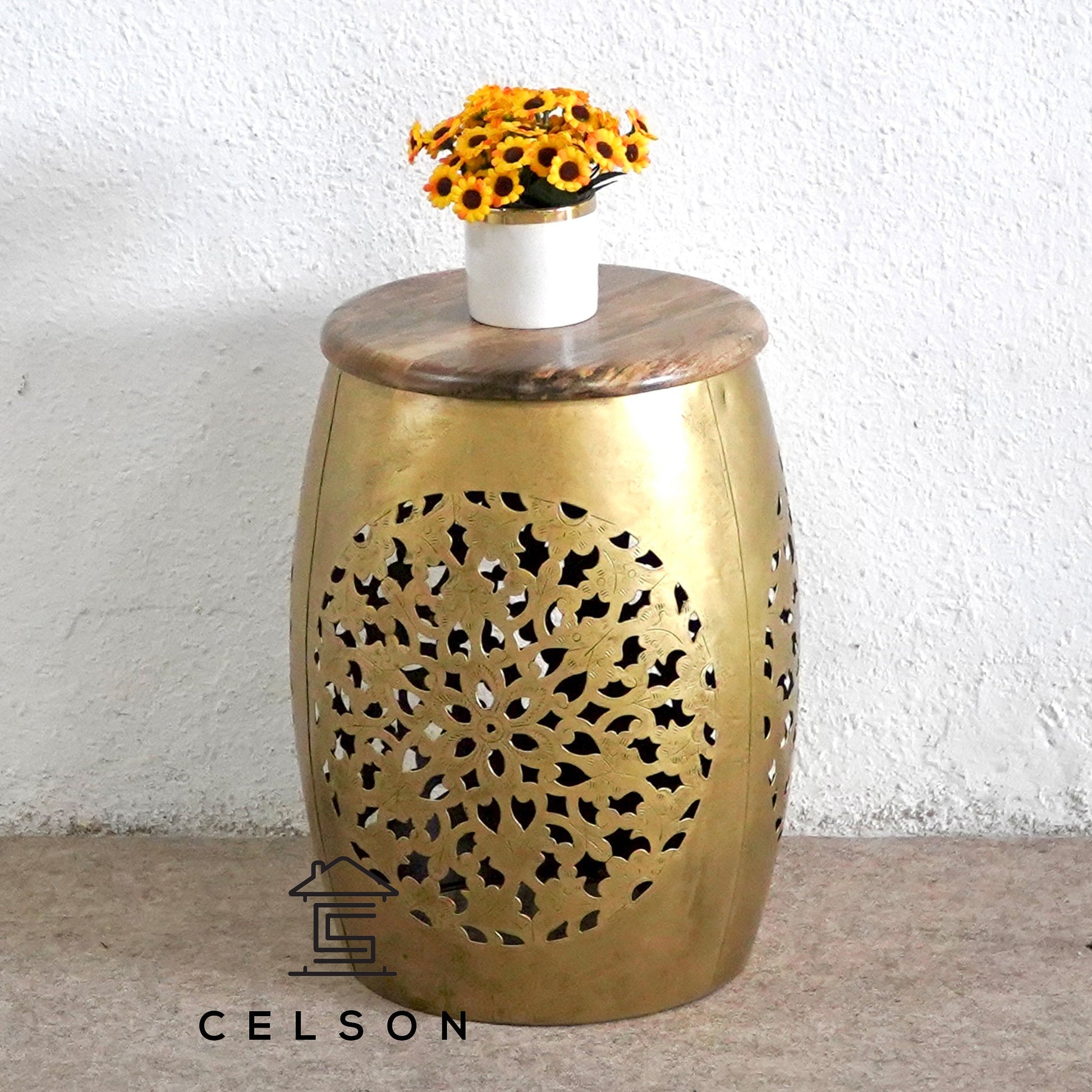 Chloe Brass Finish Side Table