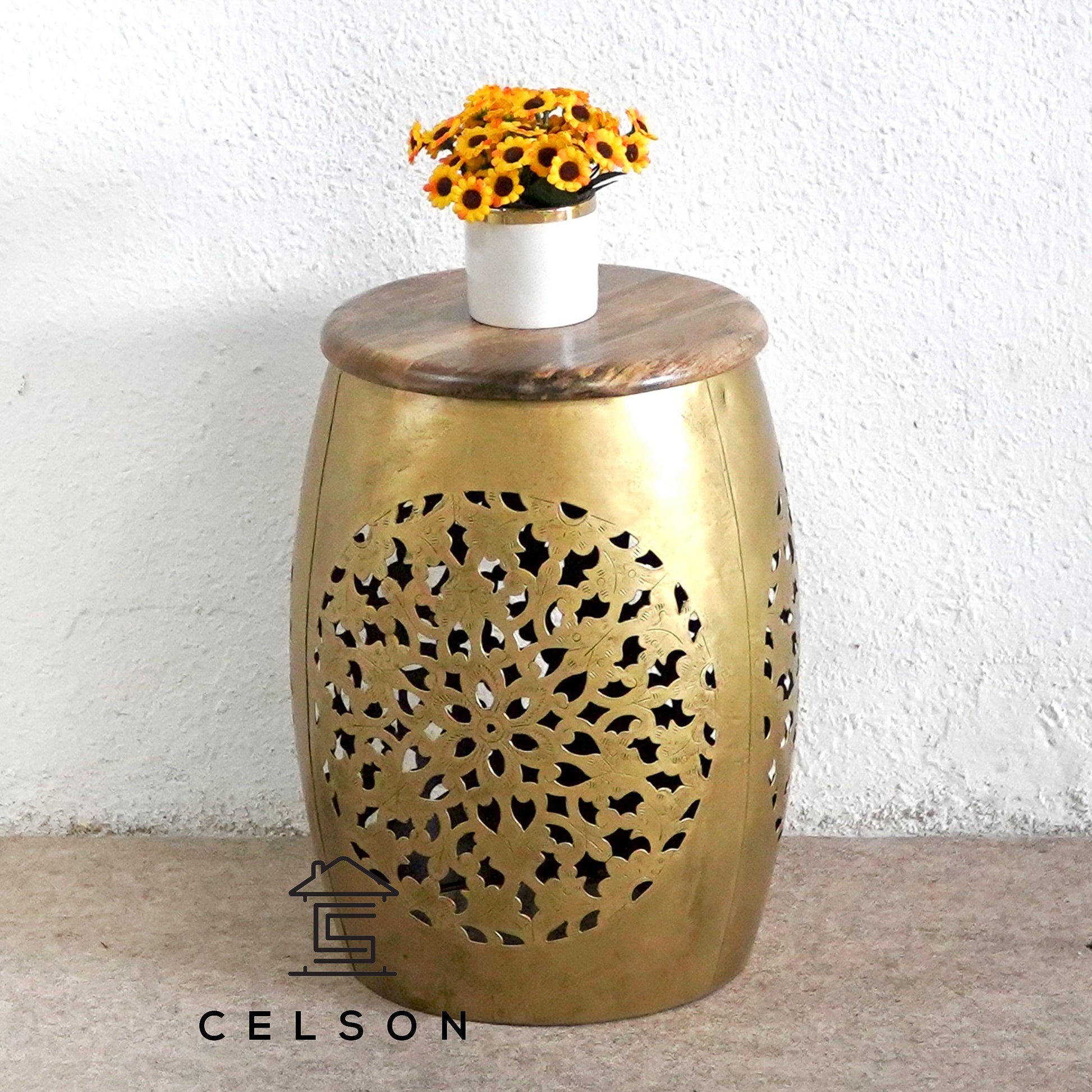 Chloe Brass Finish Side Table