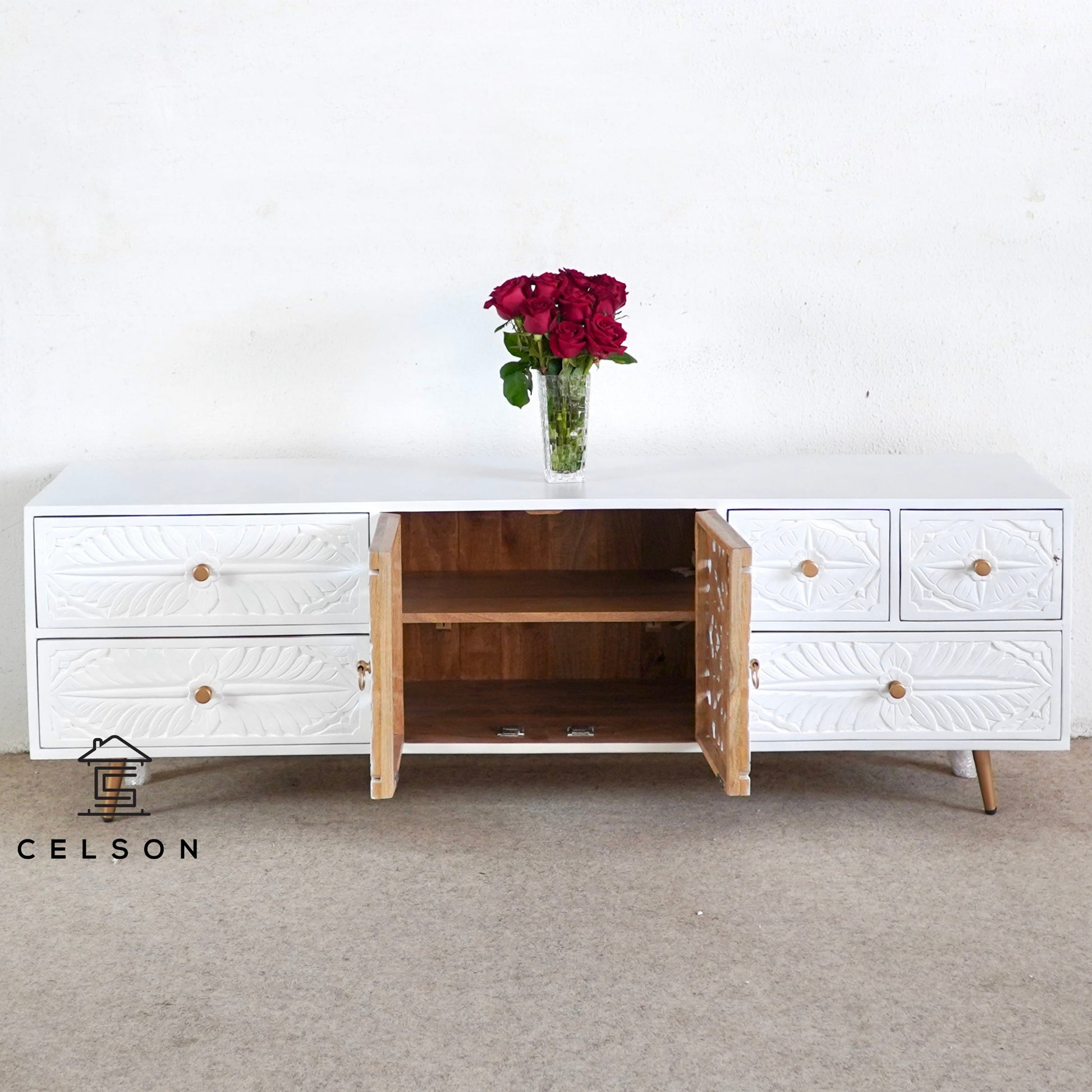 Emily Hand Carved TV Console