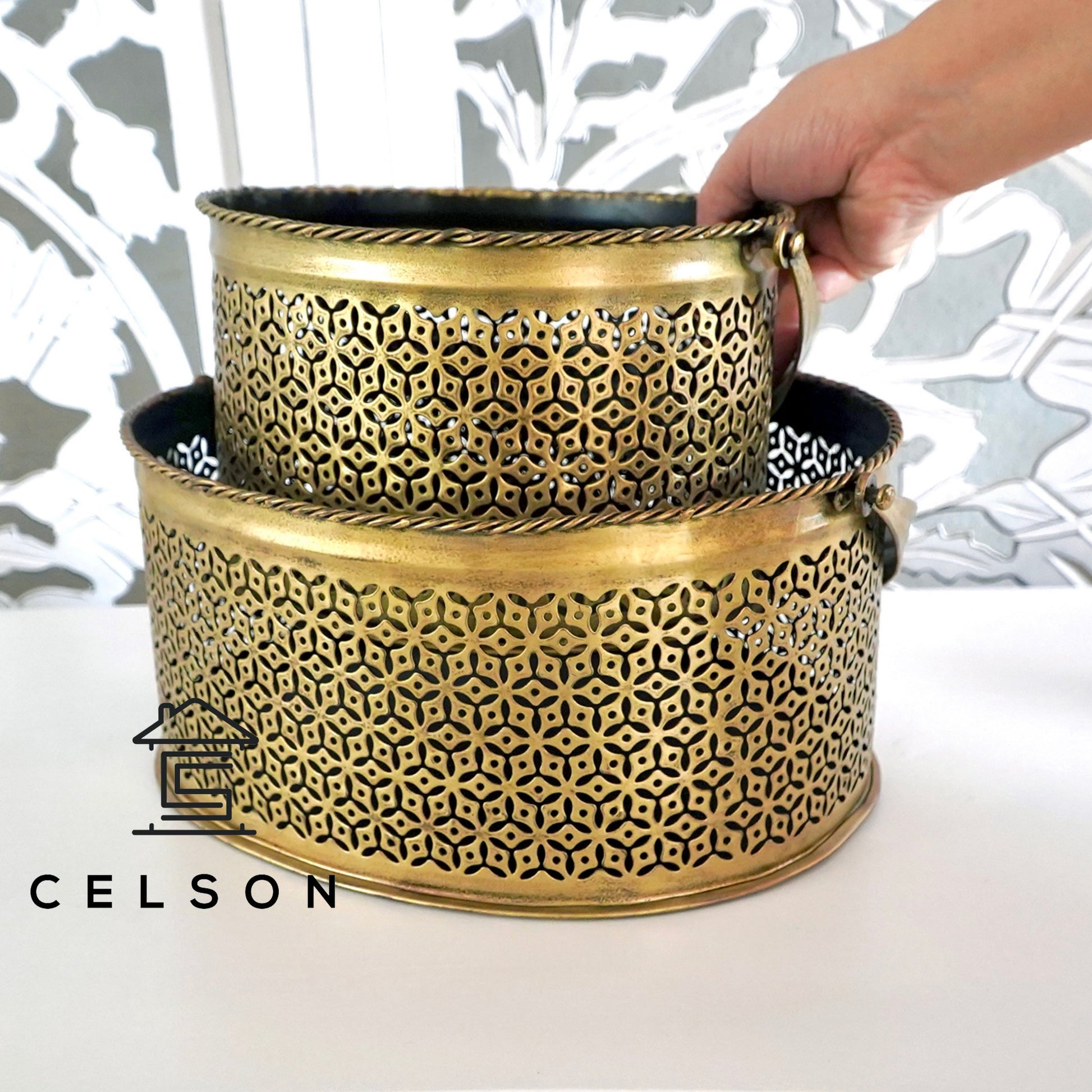 Stella Brass Finish Planter Basket