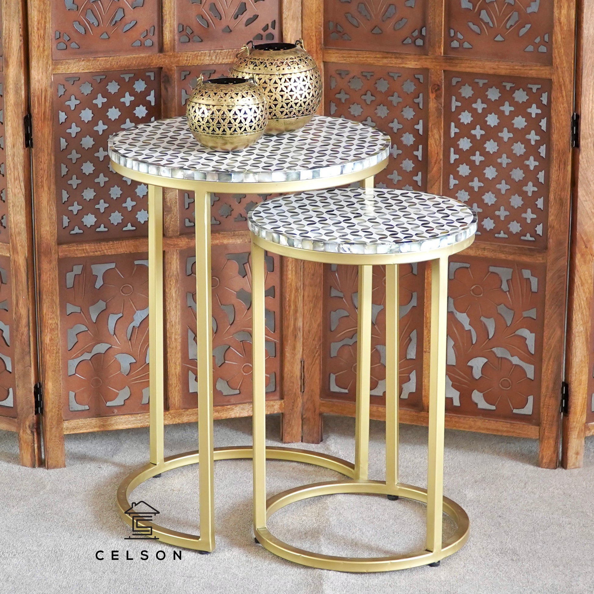 Miranda Mother of Pearl Inlay Nesting Table