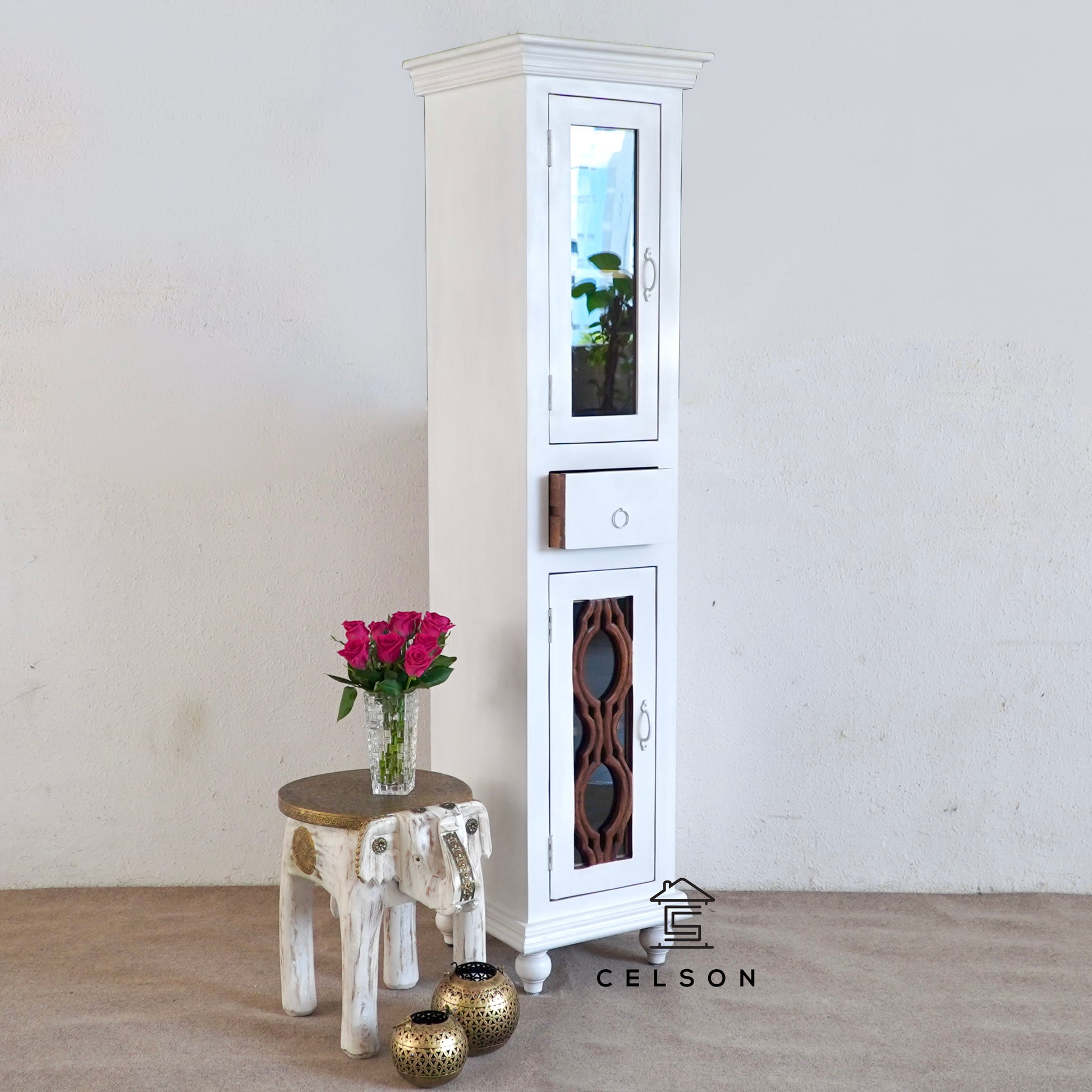 Violet Hand Carved Wooden Bookshelves