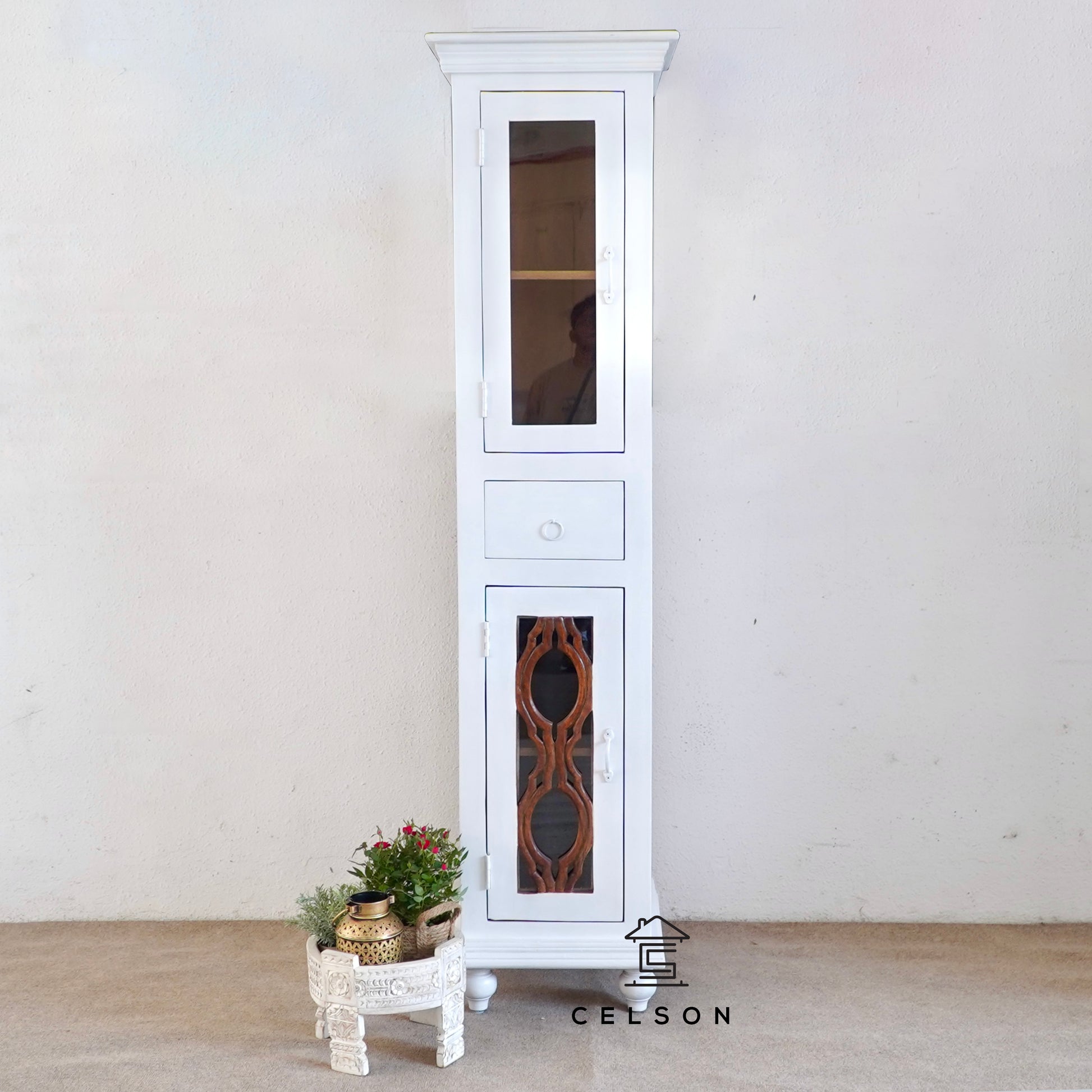 Violet Hand Carved Wooden Bookshelves