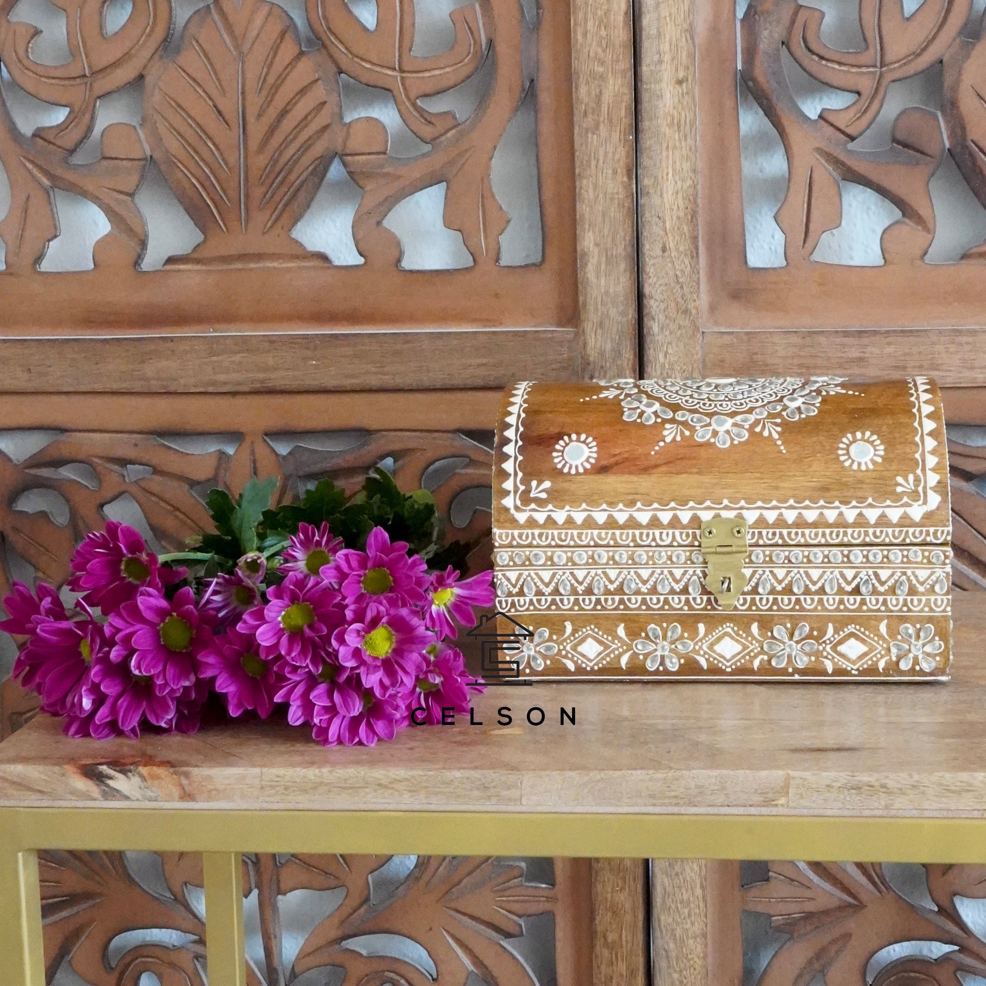 Audrey Wooden Hand Painted Storage Box