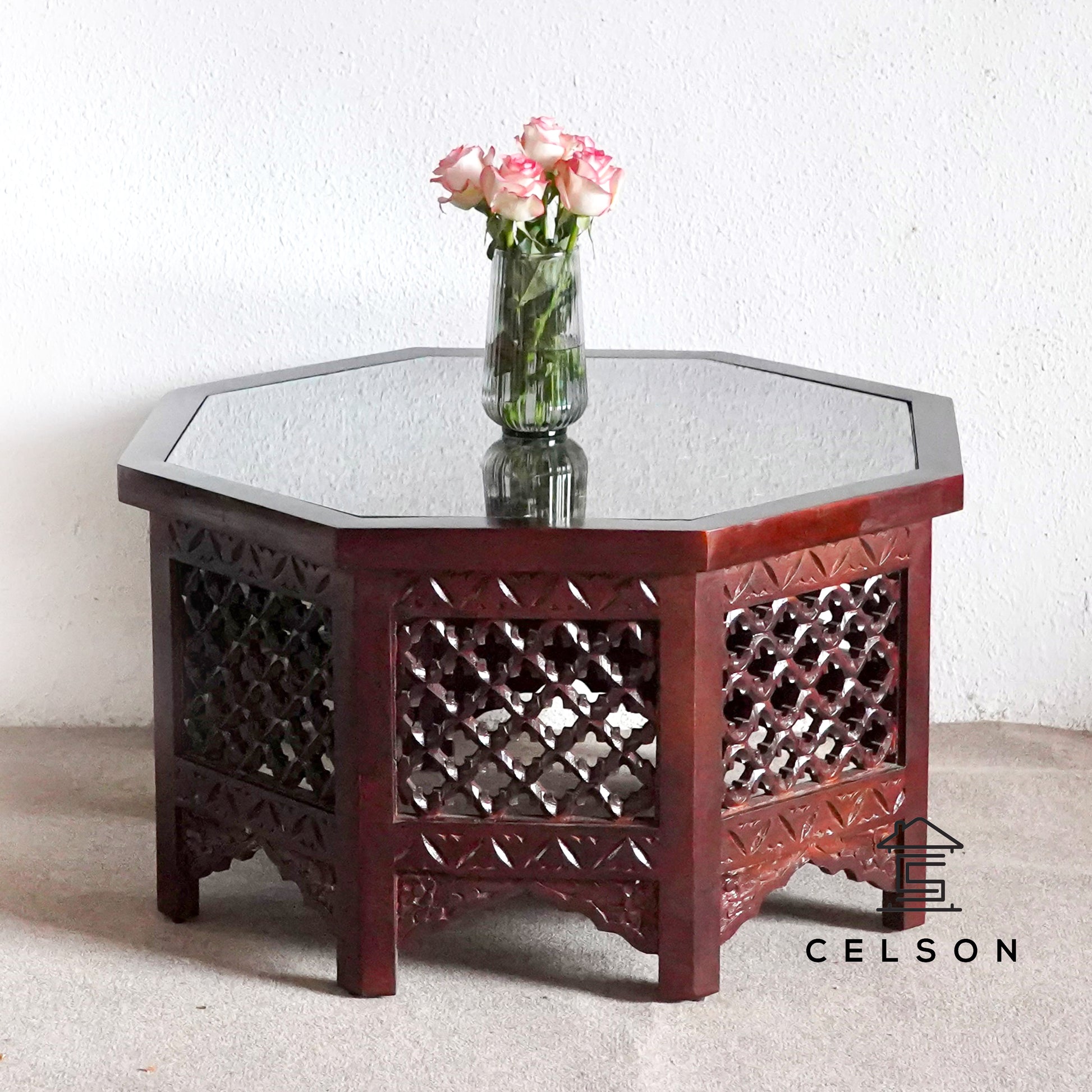 Jesse Carved Wooden Coffee Table