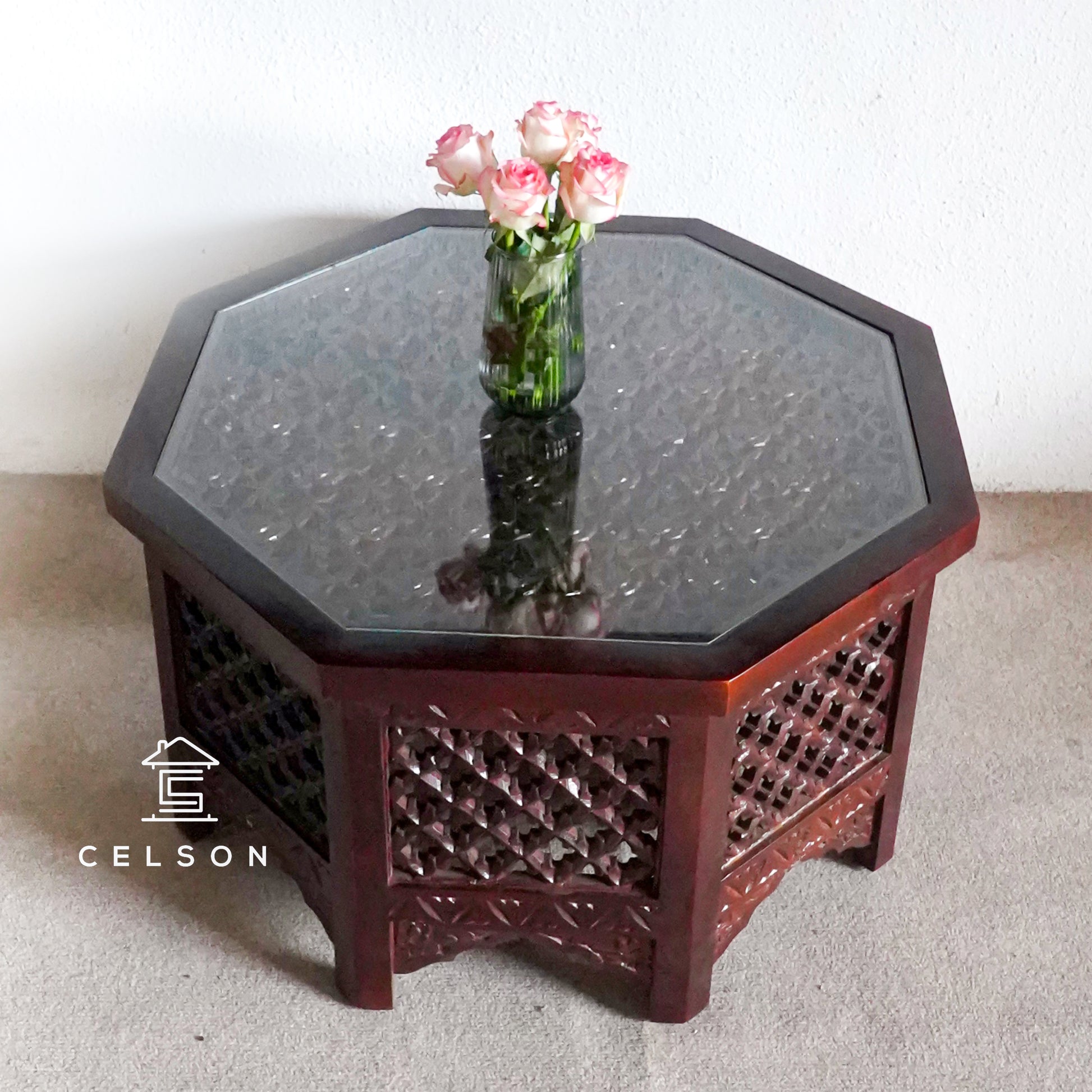 Jesse Carved Wooden Coffee Table