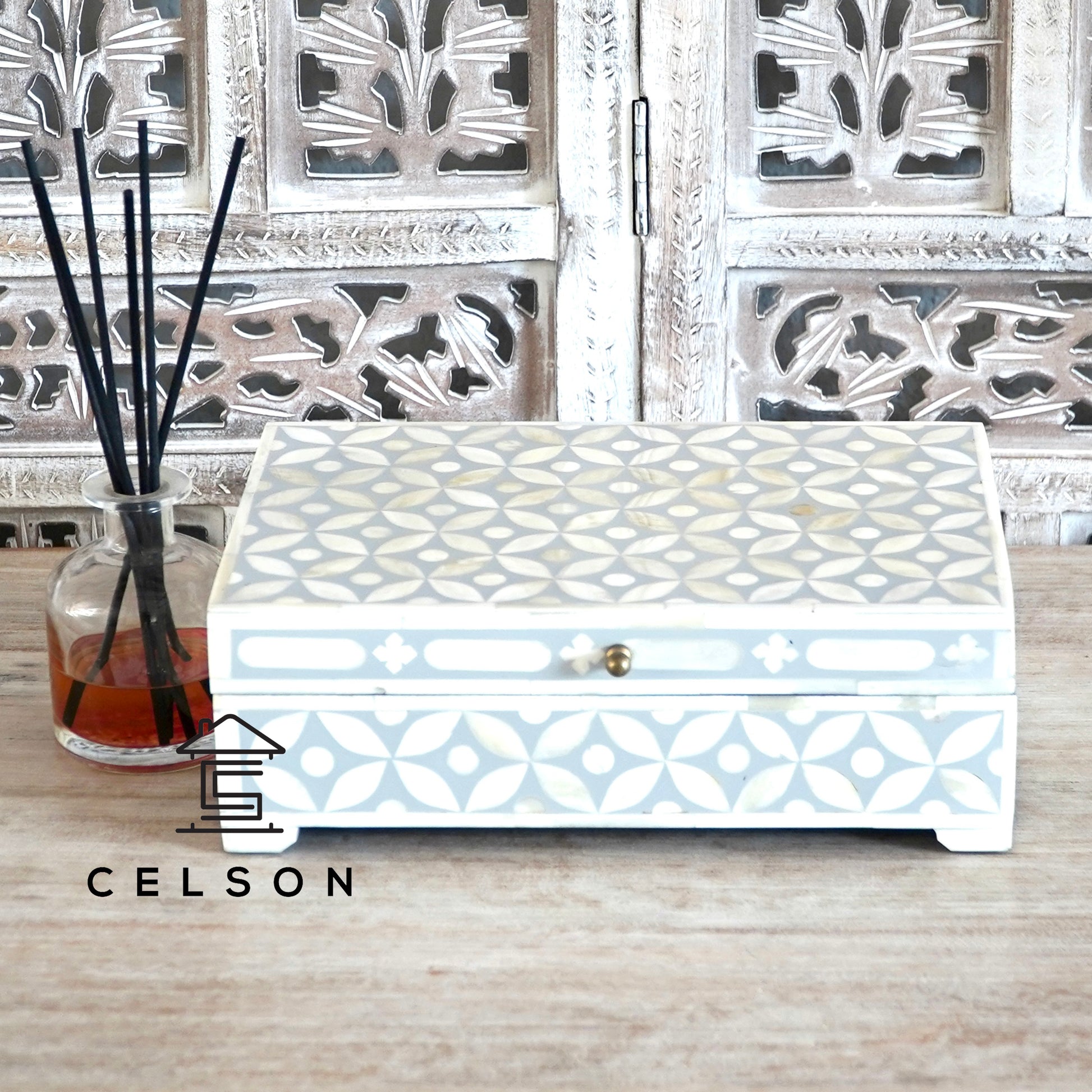 Kelly Bone Inlay Jewelry Box