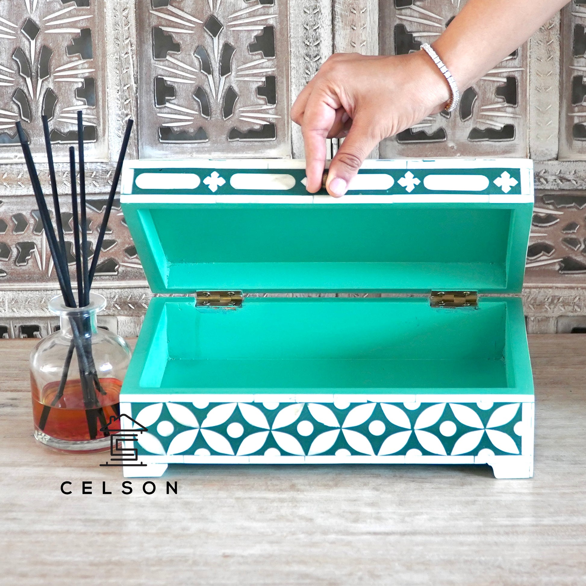 Kelly Bone Inlay Jewelry Box