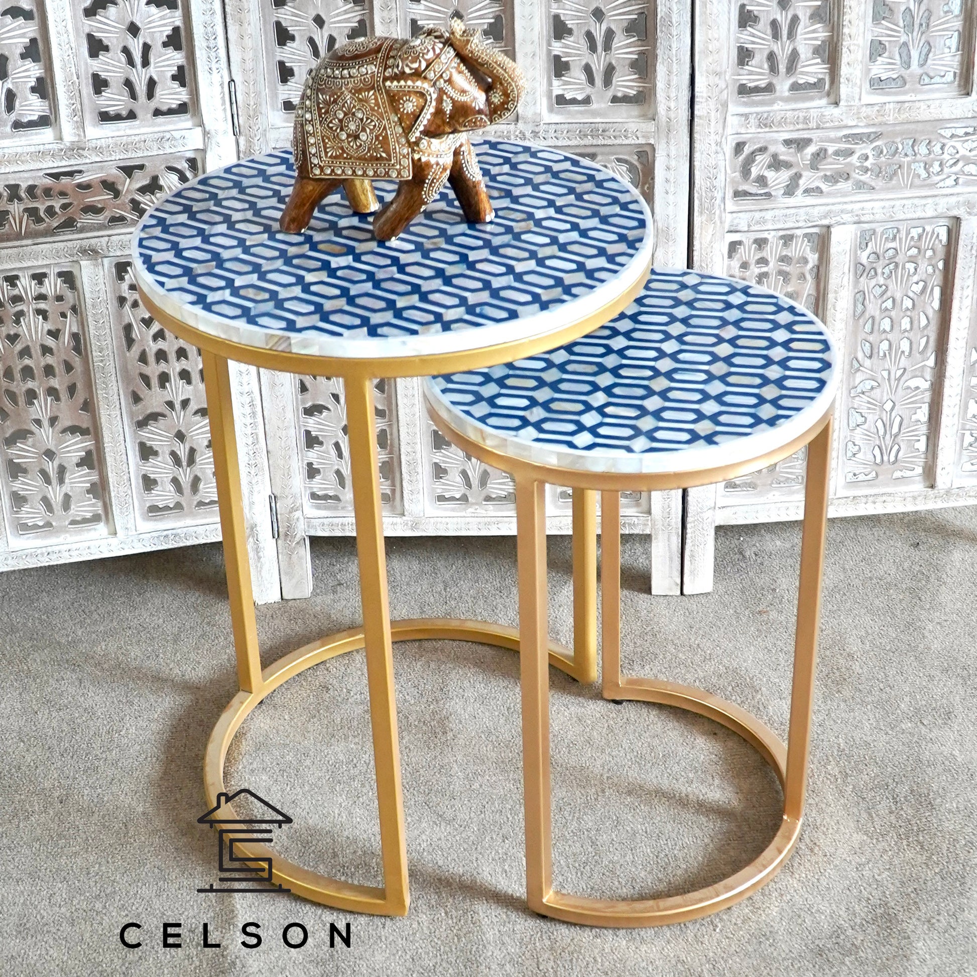 Omar Mother of Pearl Inlay Nesting Table Set