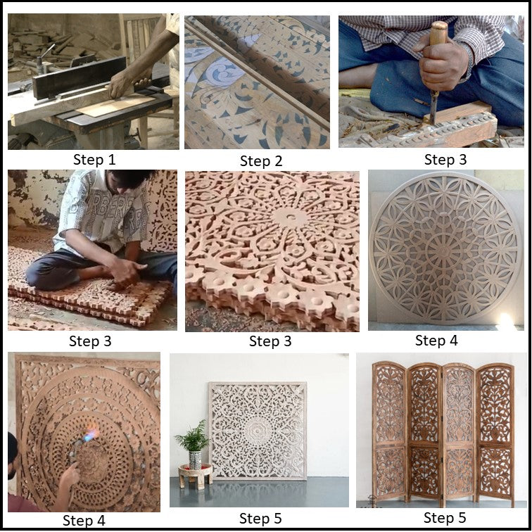 Biba Wooden Carved Table Decor