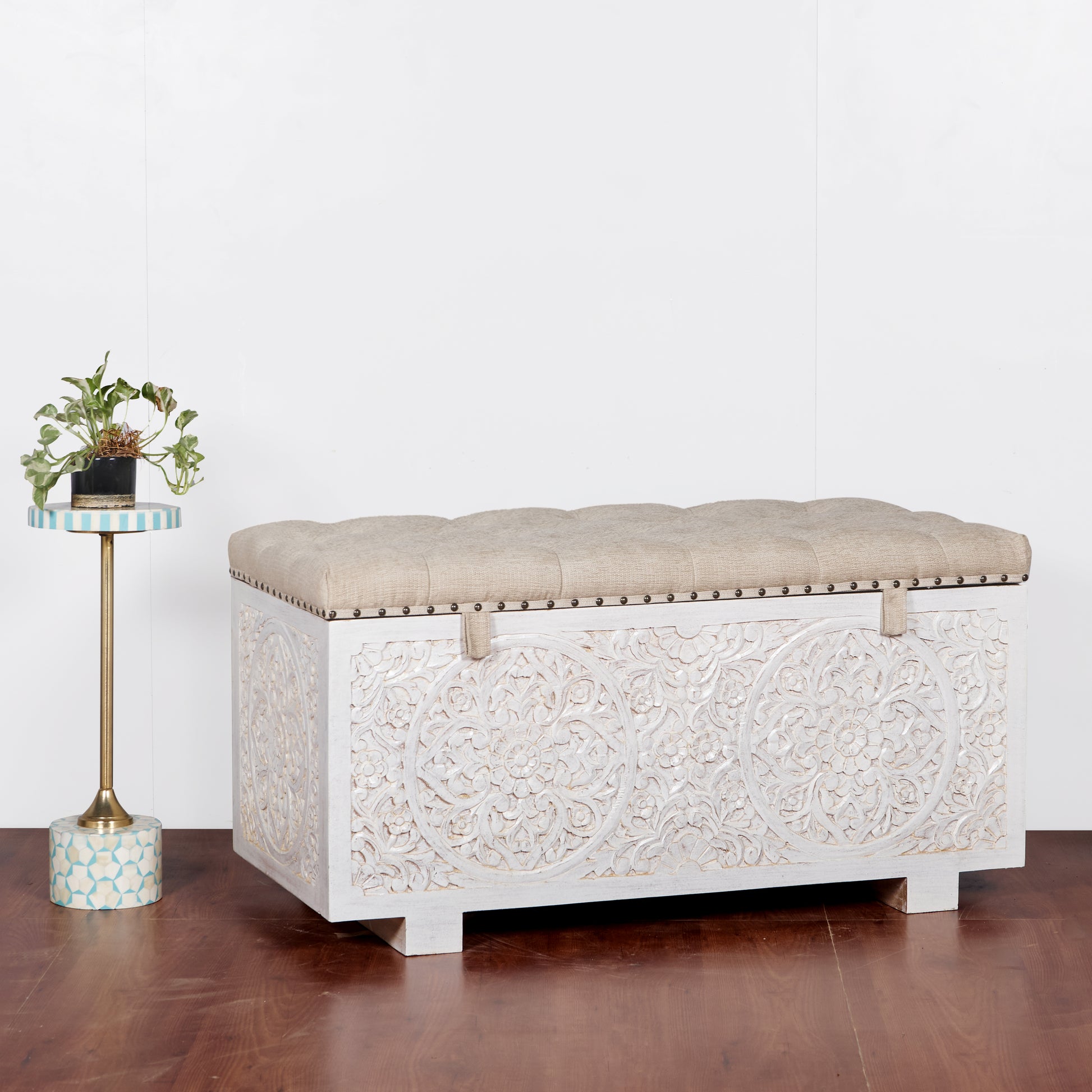 Jaden Wooded Carved Storage Trunk