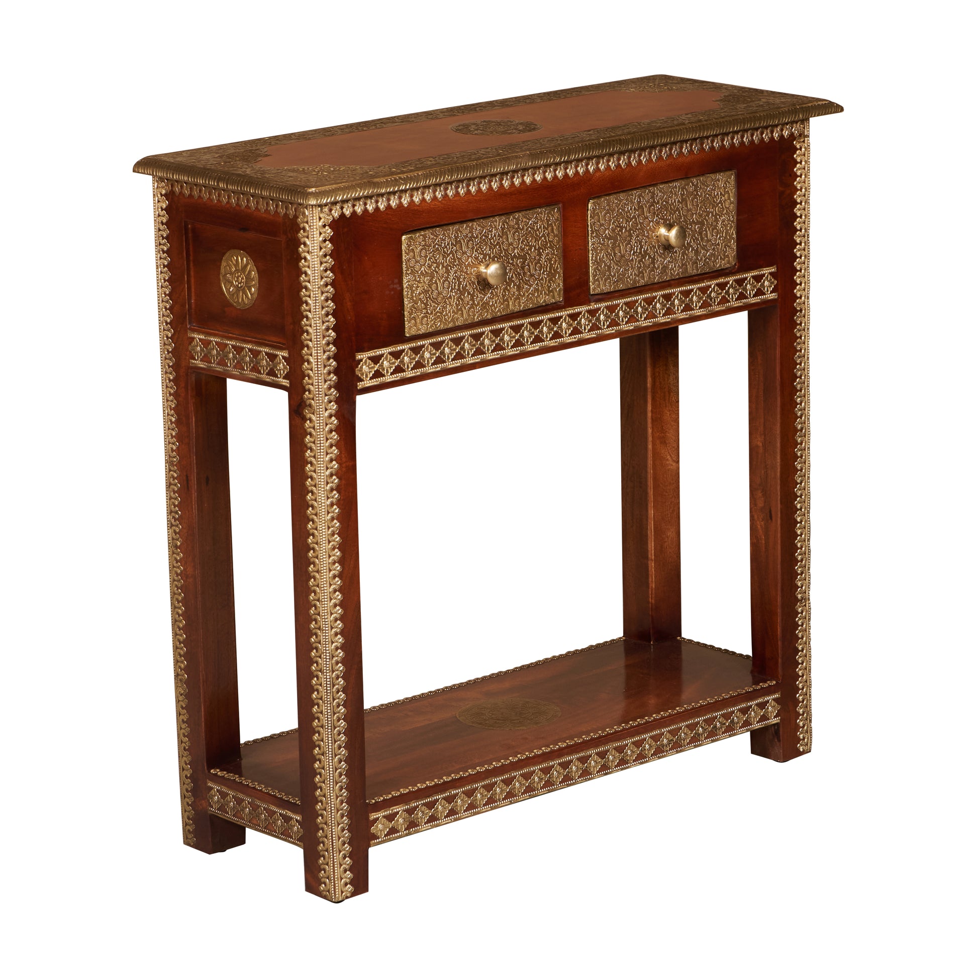 Gadle Brass Inlaid Console Table