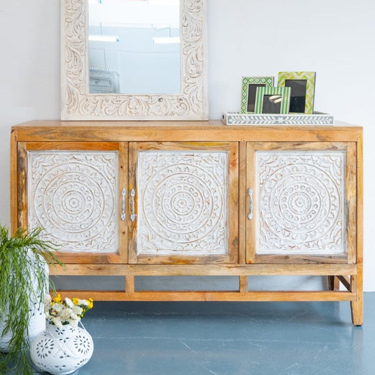 Oliver Hand Carved Wooden Sideboard