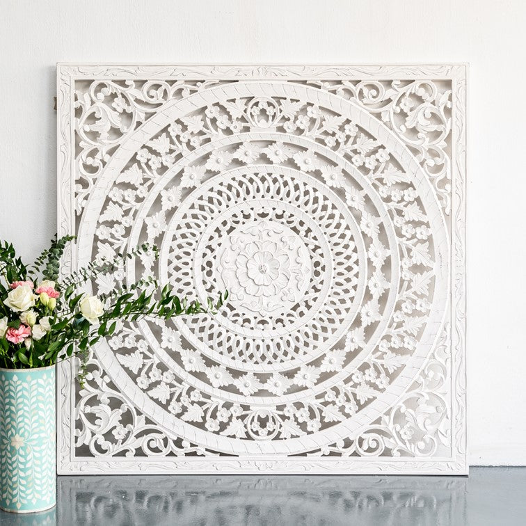 Liza Carved Wall Panel White