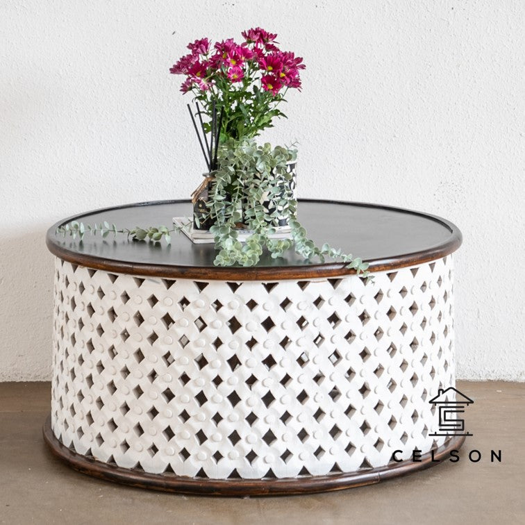 Paloma Carved Wooden Coffee Table