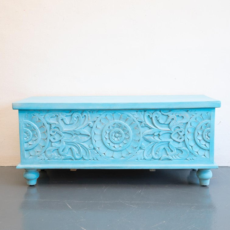 Pike Carved Wooden Storage Trunk