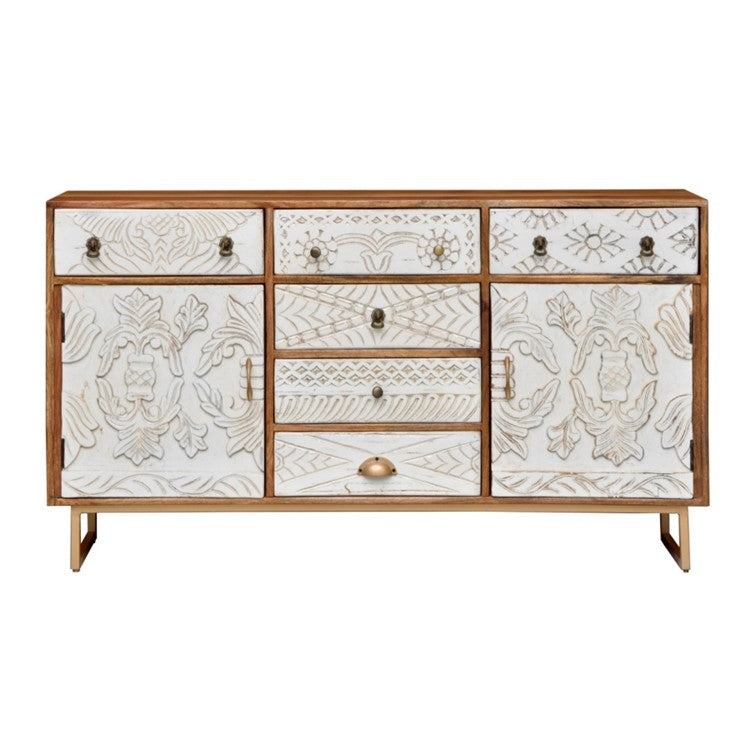 Riva Hand Carved Wooden Side Board