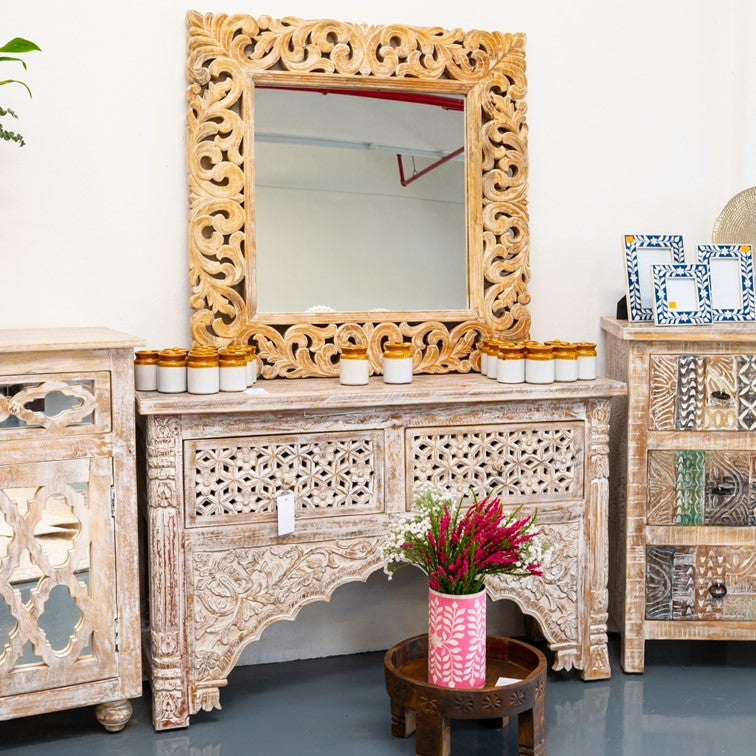 Peter Hand Carved Wooden Console Table
