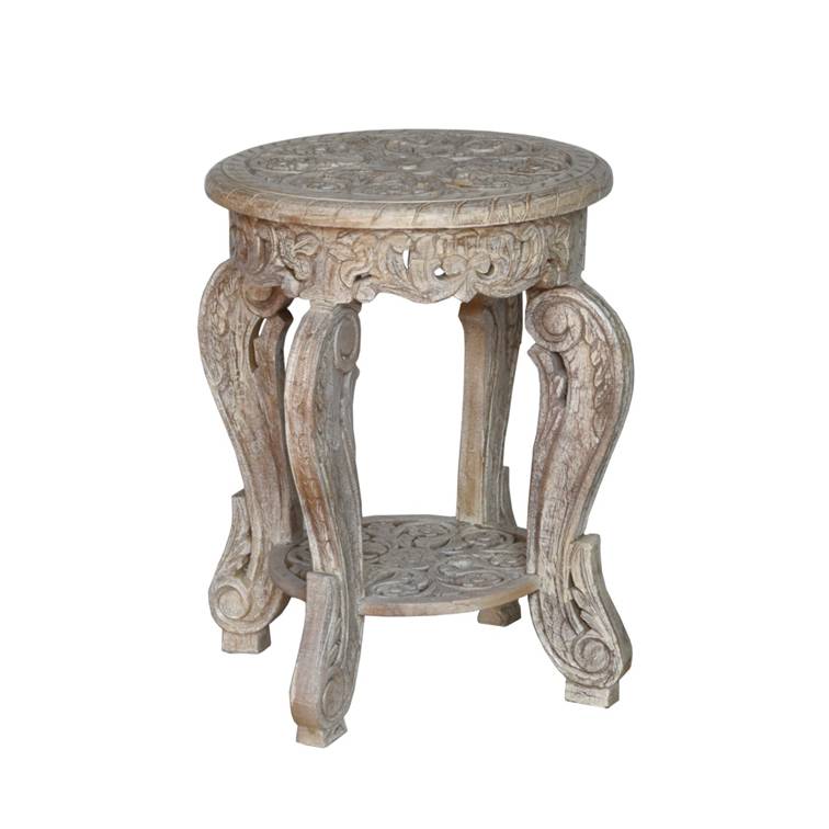 Riva Wooden Hand Carved Stool